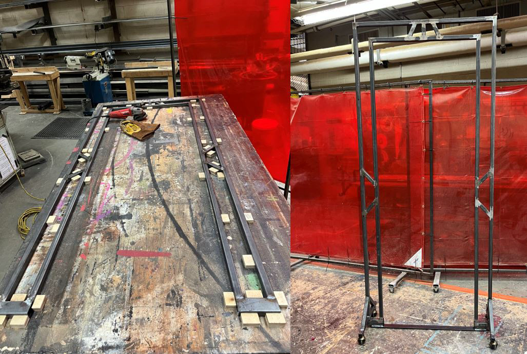 Jigged & Welded four rolling doors.