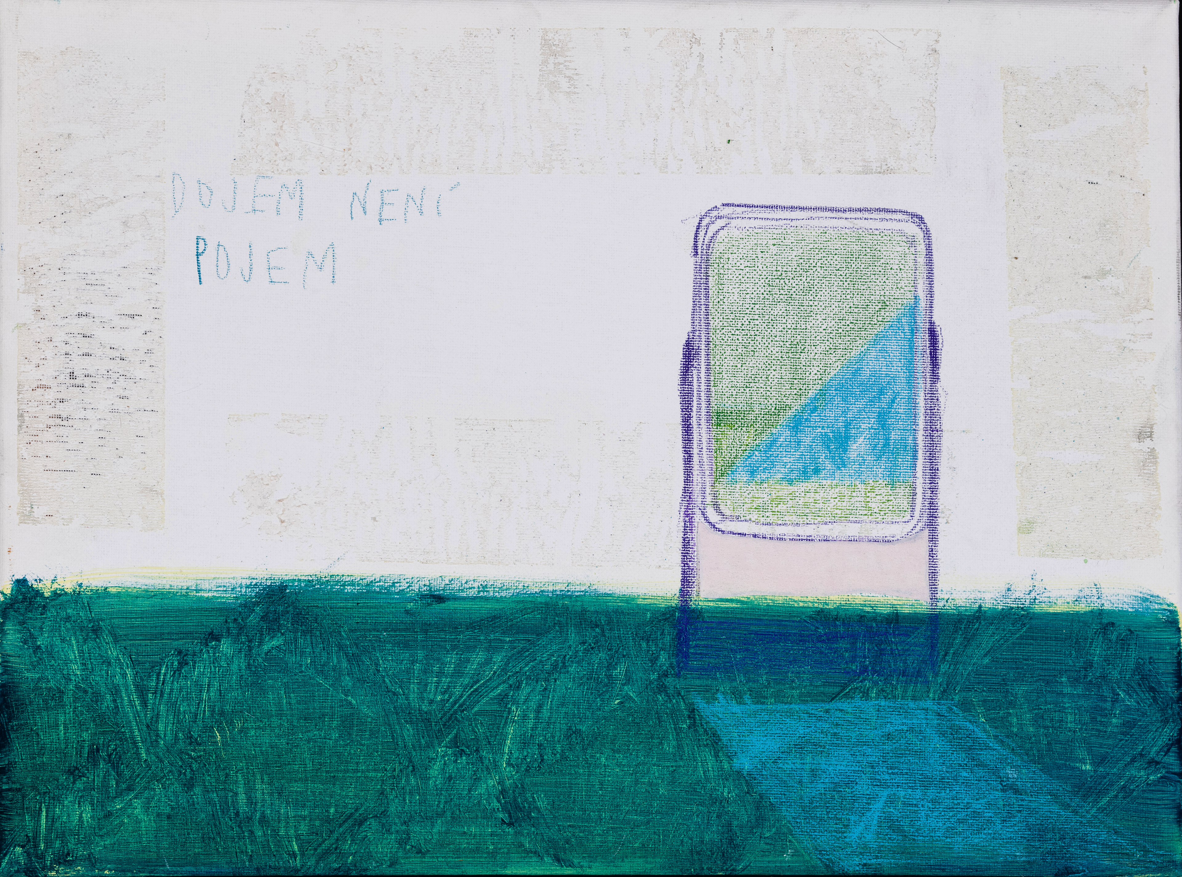 pojem není dojem / akryl a pastelka na plátně / 20x30cm