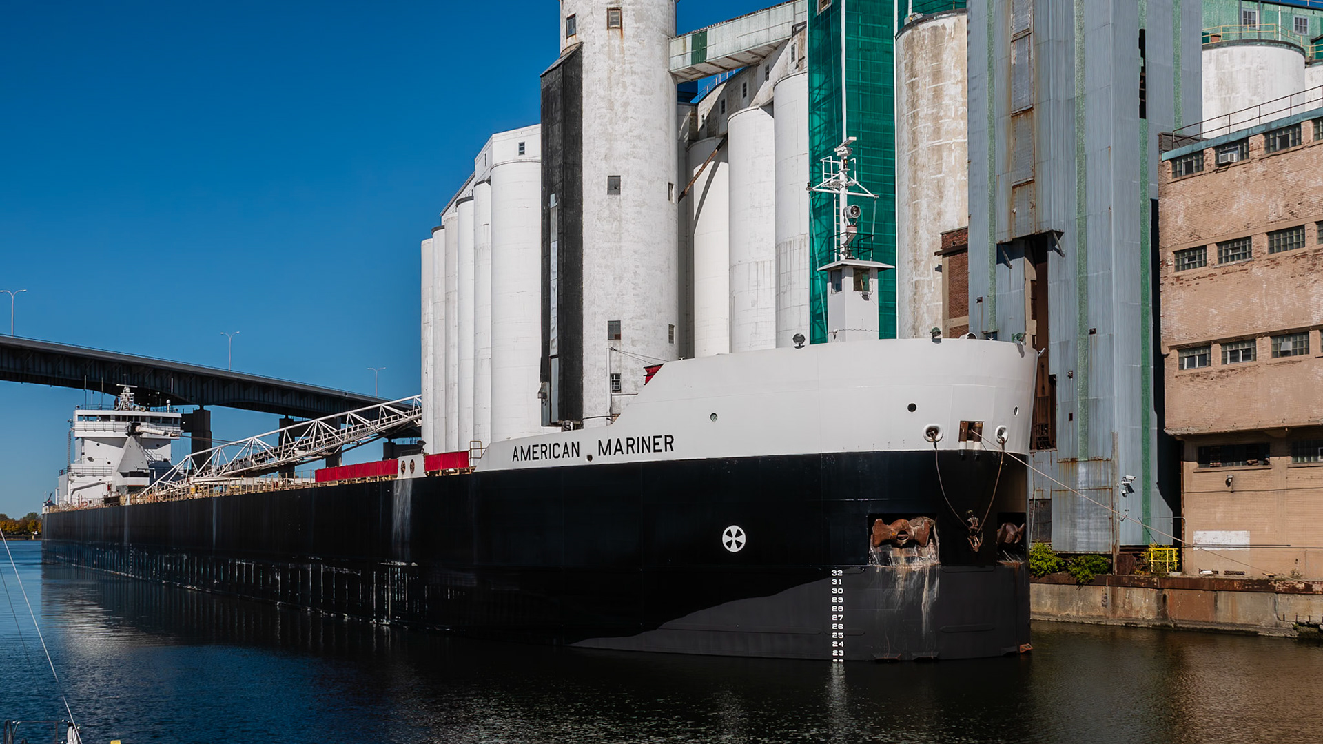 American Mariner Lake Freighter at the General Mills Plant, Buffalo, NY
