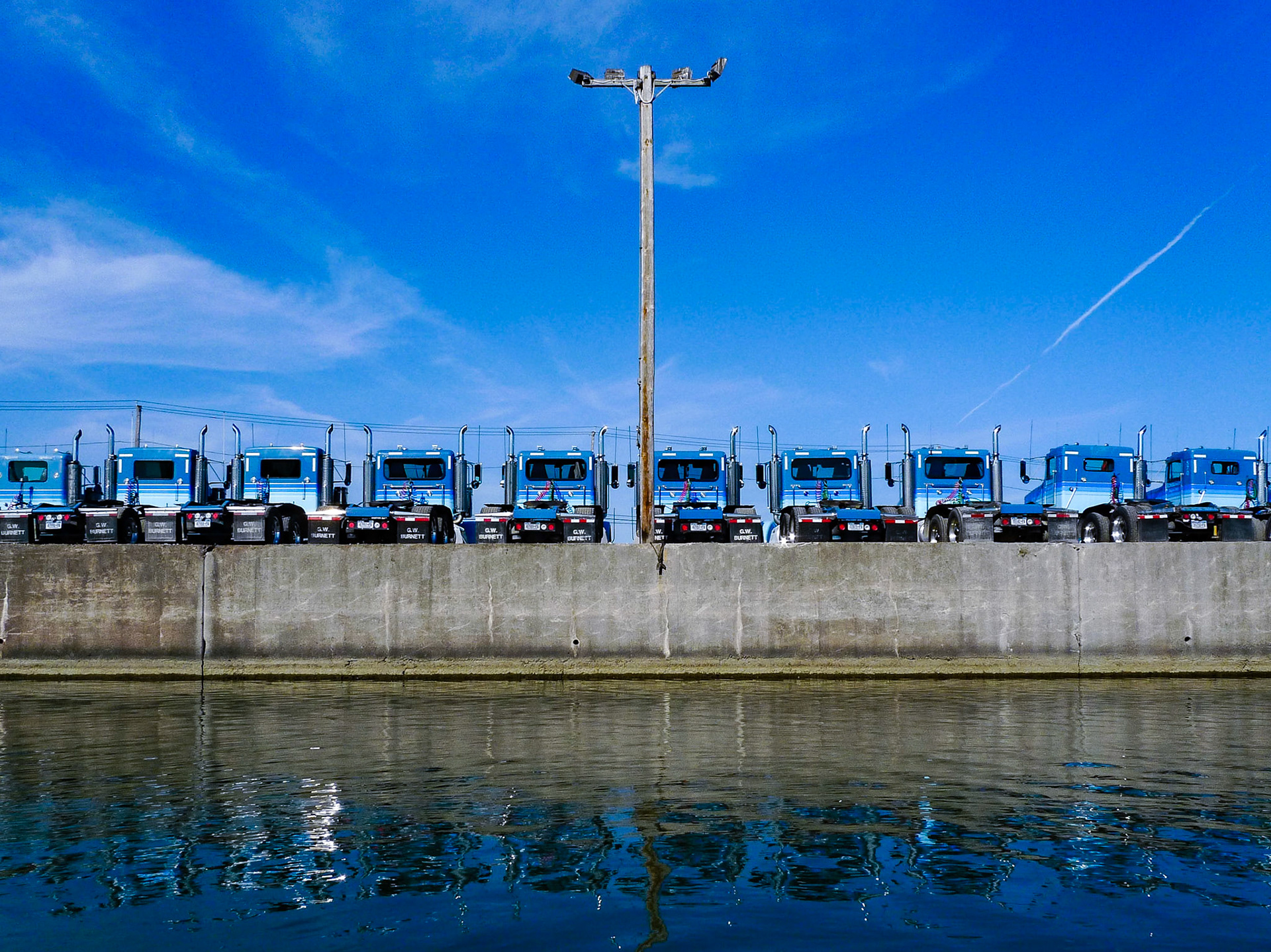 Buffalo River with Blue Trucks, Buffalo NY