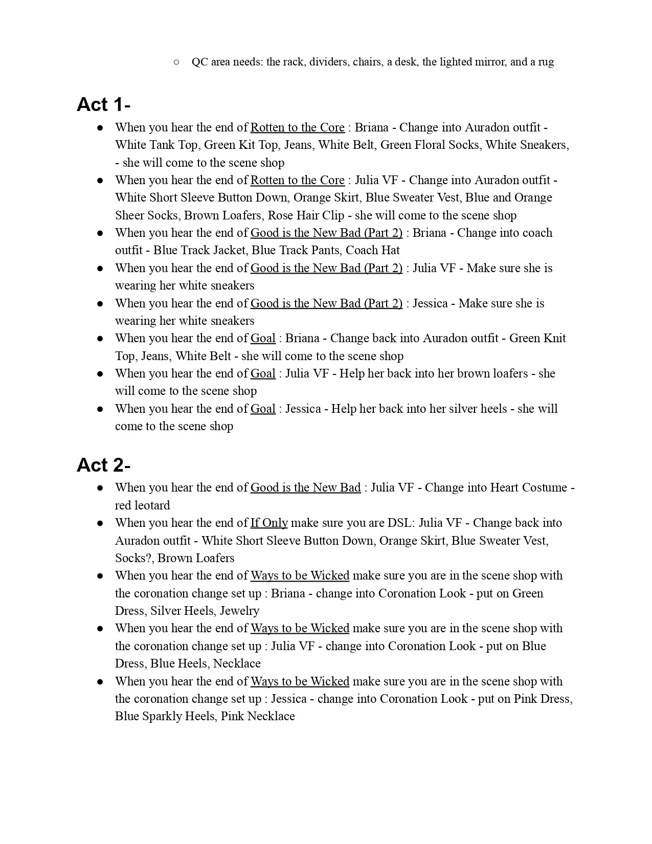 Tracking Sheet Made for Dressers