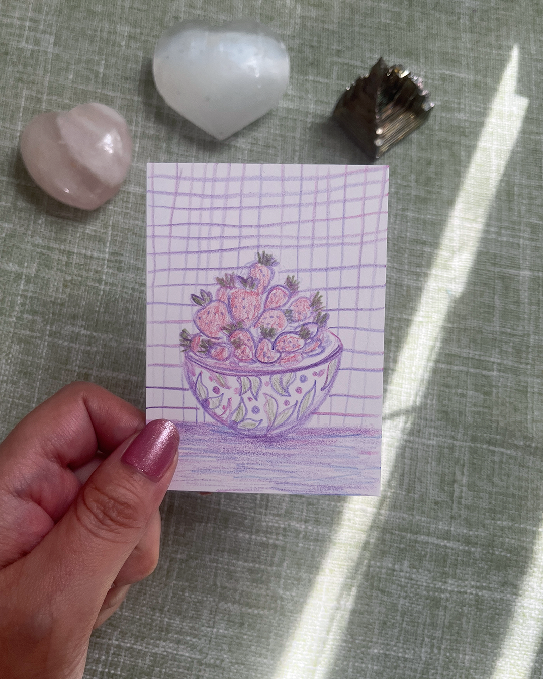 Strawberry Bowl - Colored Pencil on Bristol - Paula Canning