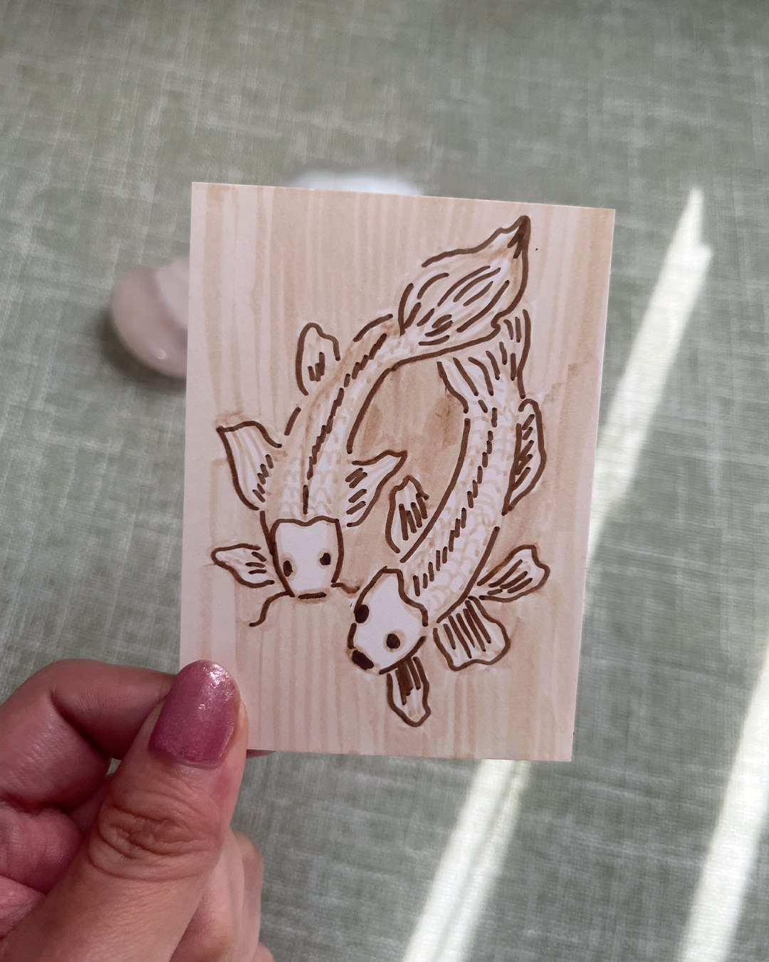 Two Koi Fish - Water Based Markers on Bristol