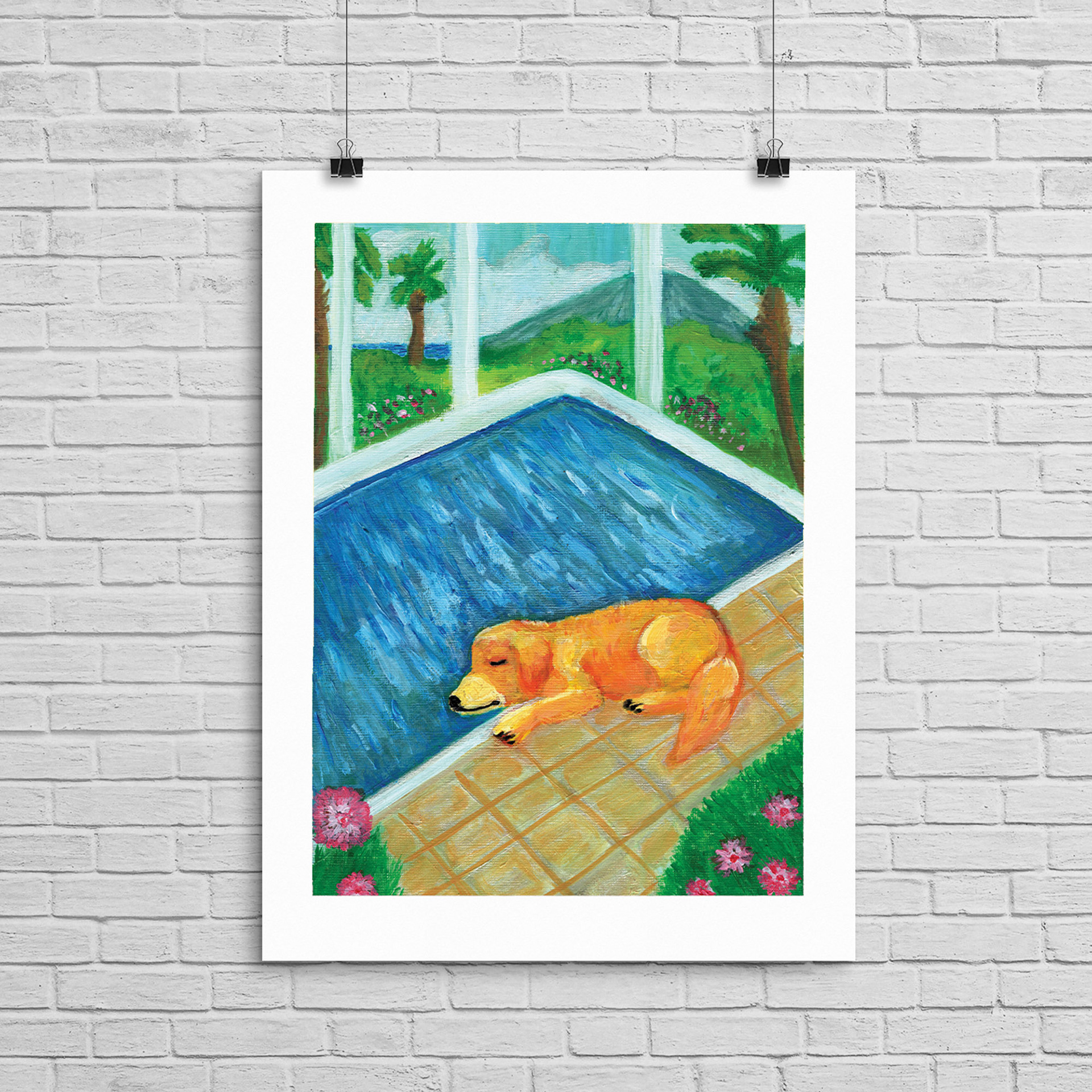 GOLDEN BY THE POOL - ACRYLIC ON ACRYLIC PAPER - 1/23/26