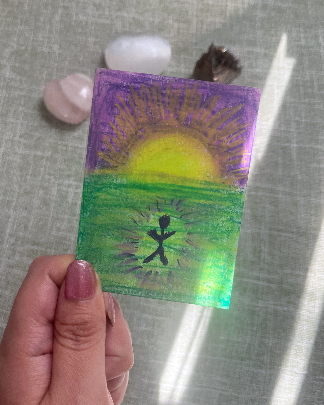 Trippy Mornings - Oil Pastel on Bristol - Paula Canning