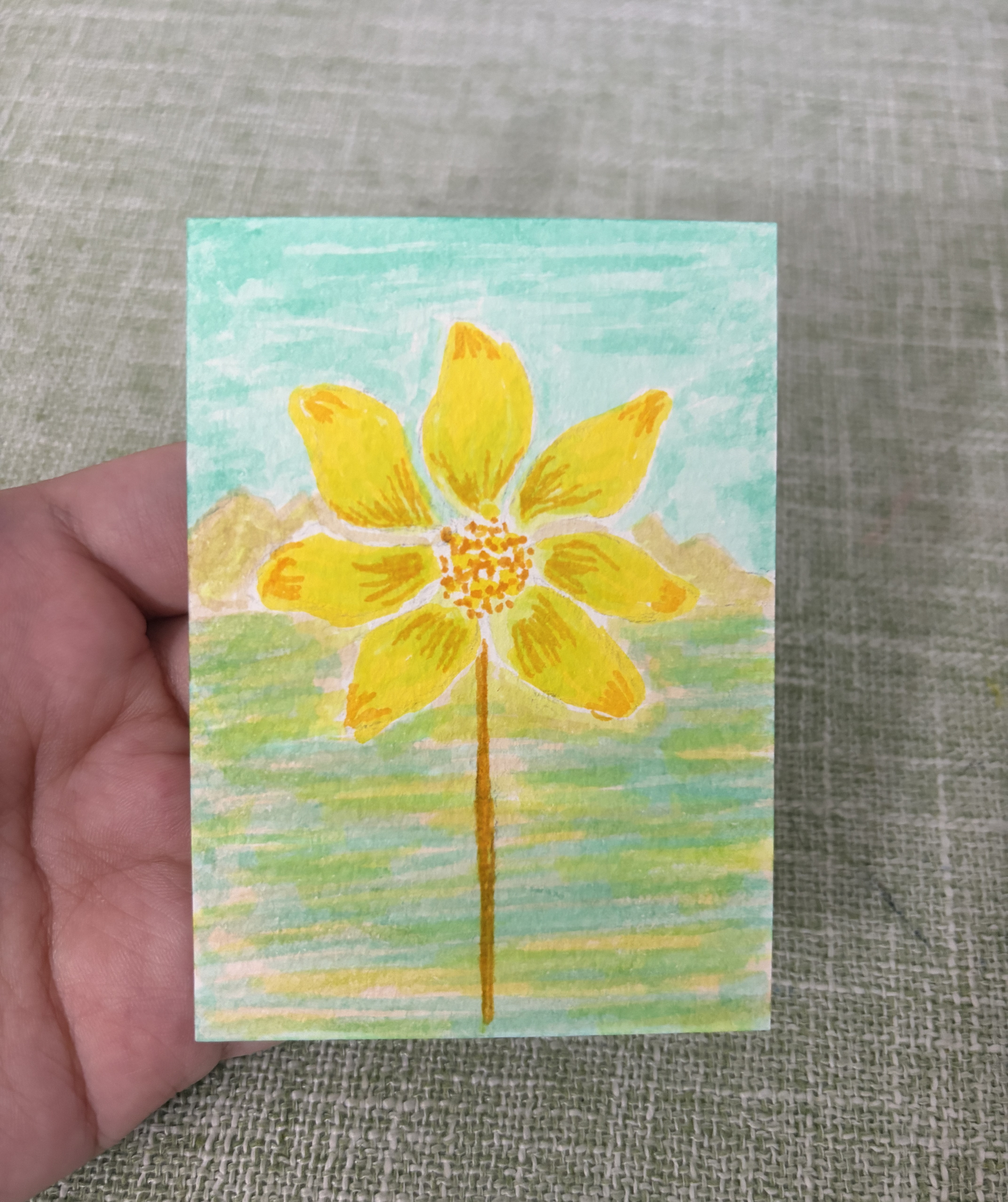 Yellow Flower - Marker on Watercolor - Paula Canning