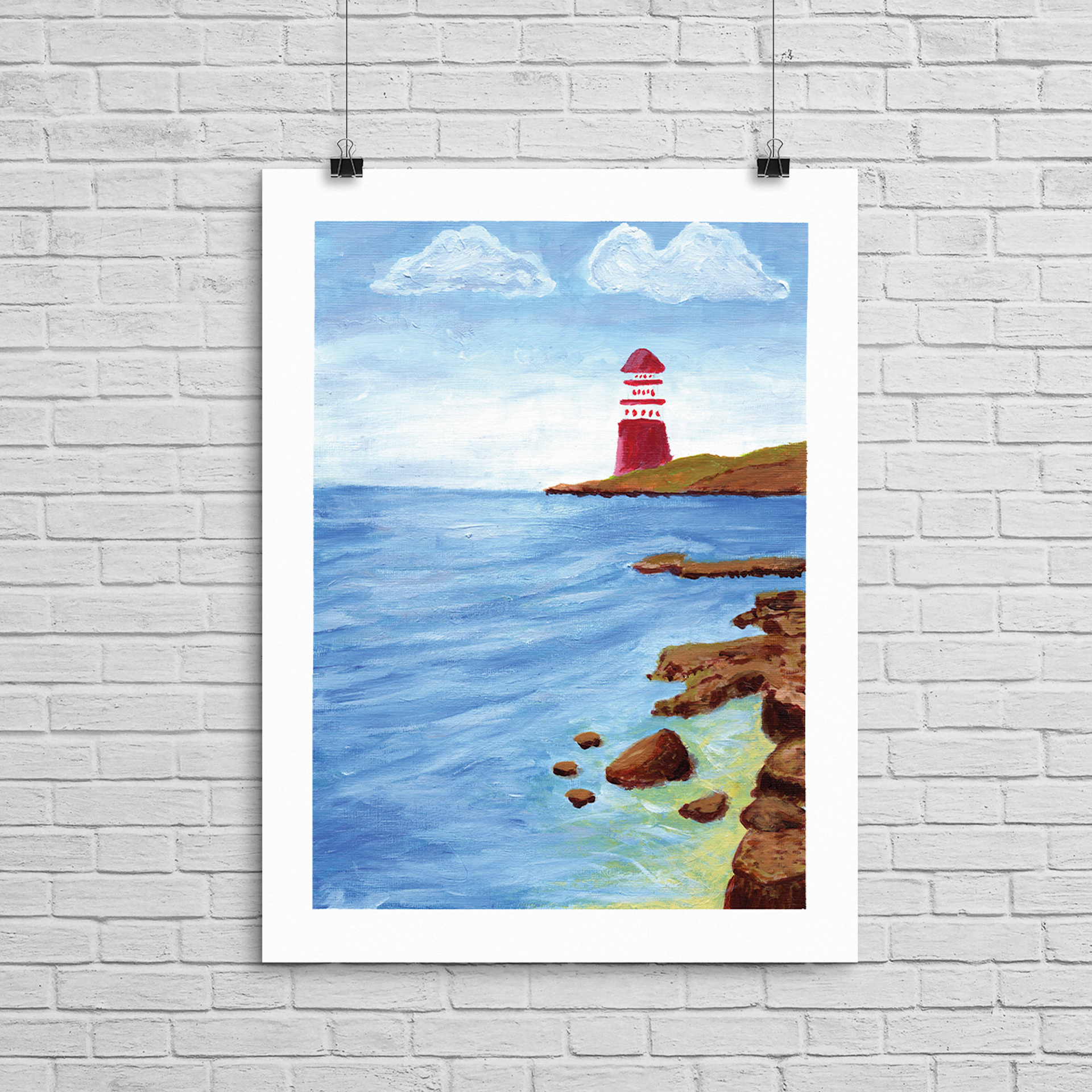 THE LIGHTHOUSE - ACRYLIC ON ACRYLIC PAPER 12/21/25 - PAULA CANNING