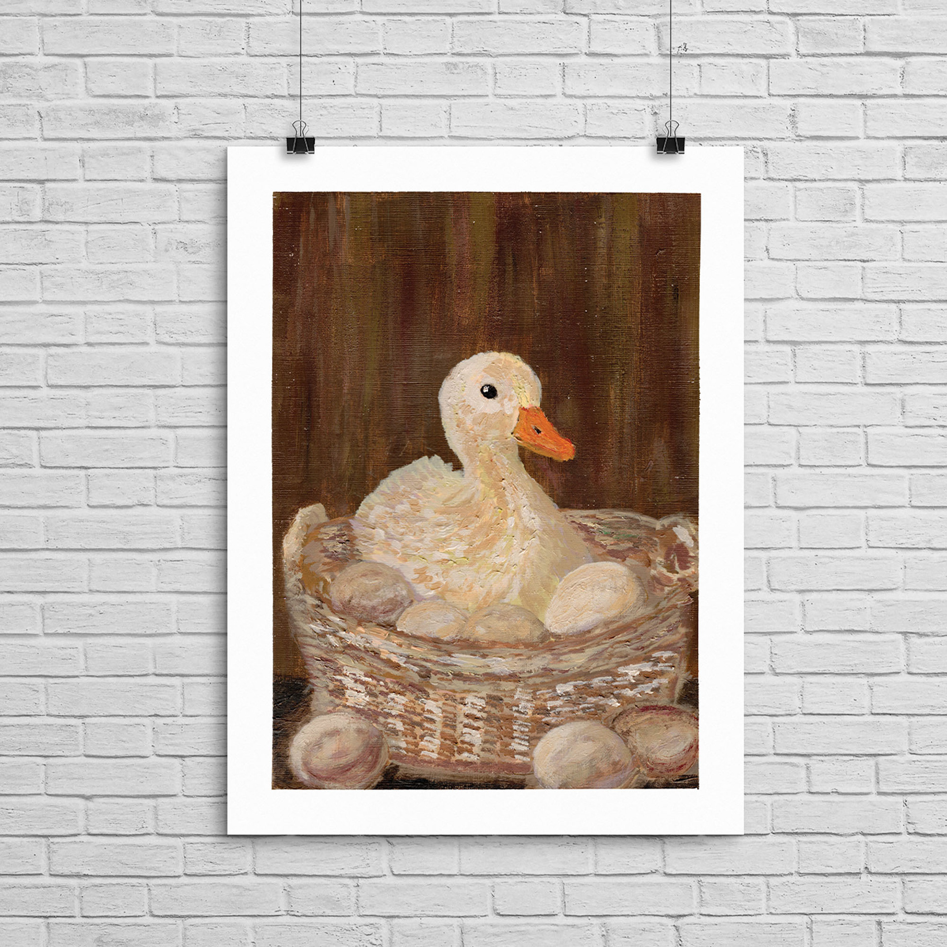 DUCKLING IN BASKET - ACRYLIC ON ACRYLIC PAPER 11/24/25 - PAULA CANNING