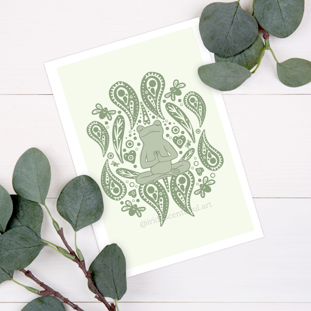 Zen Frog Friend Paisleys - Procreate Illustration - Paula Canning - December 2024