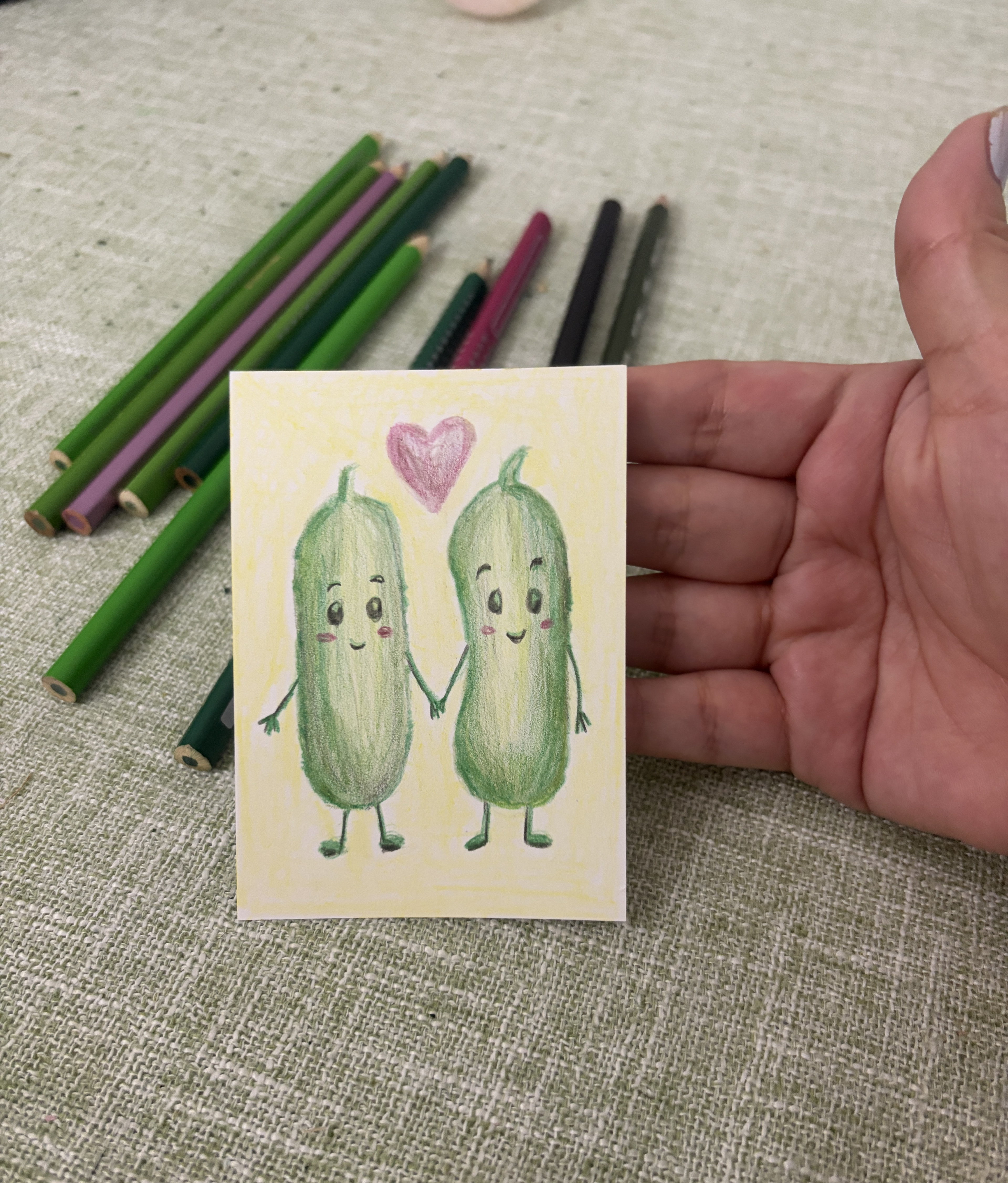 Pickles in Love - Colored Pencil on Bristol - Paula Canning
