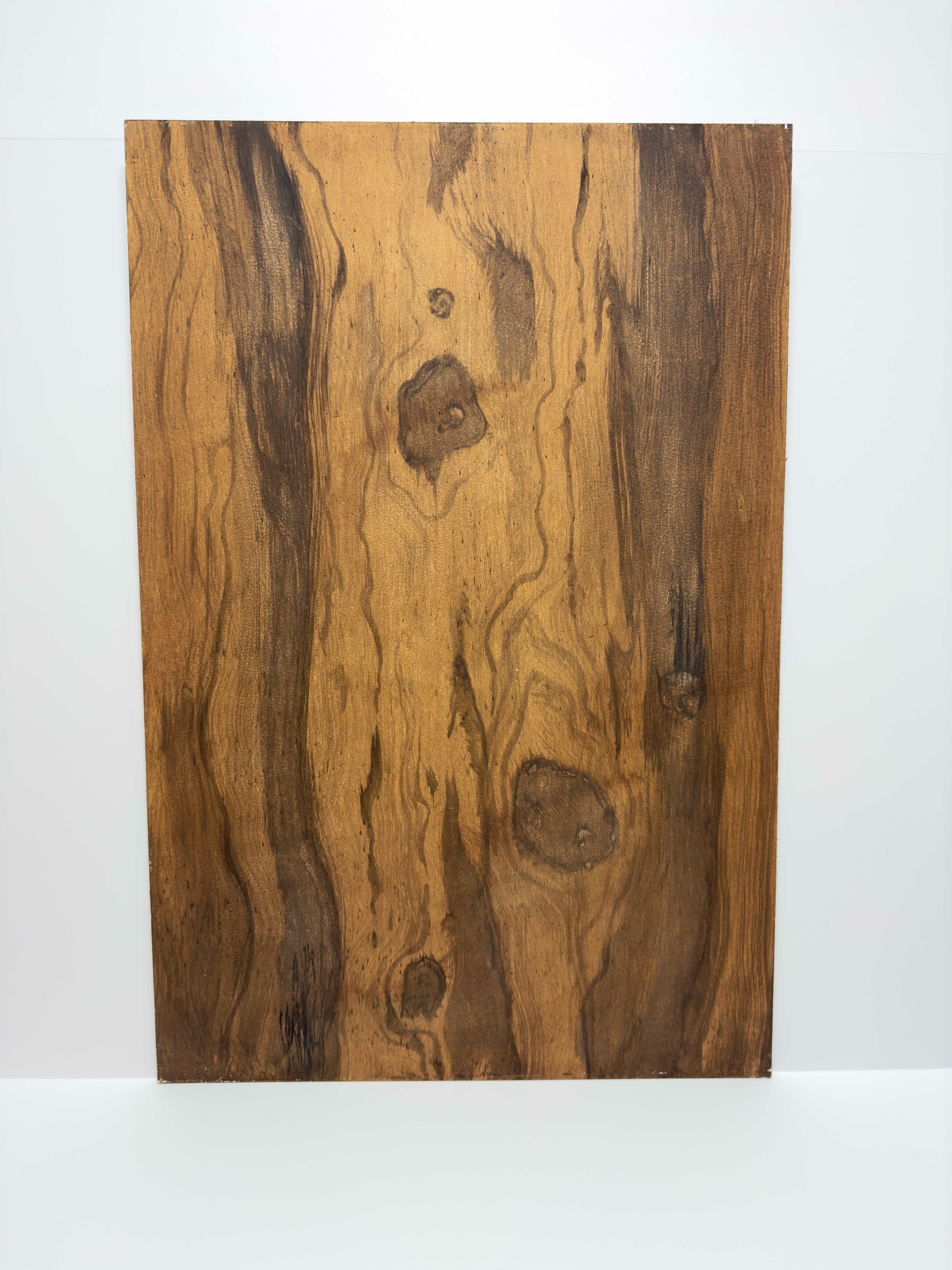 Faux Walnut Wood | Acrylic paint and glazes on Panel | 18" x 24"