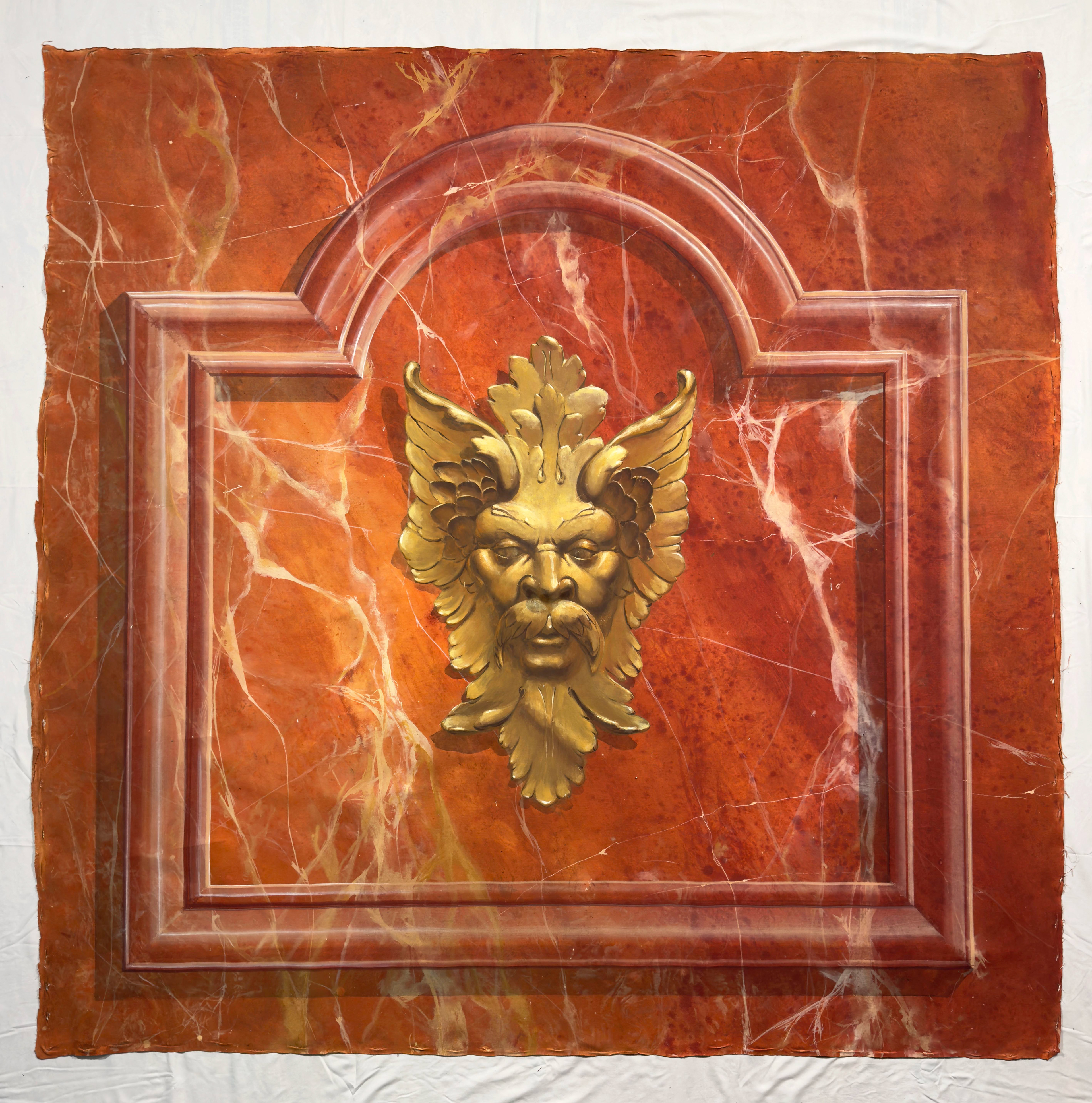 Backdrop | Marble with Gold Ornament | Rosco scenic paint on Muslin | 6' x 6'