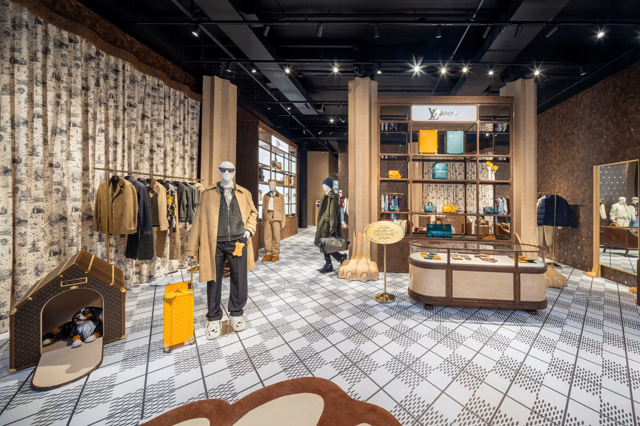 Store Display | Paw props w/ faux Birdseye Maple texture | Louis Vuitton “Dog LVERS” NYC Pop-Up