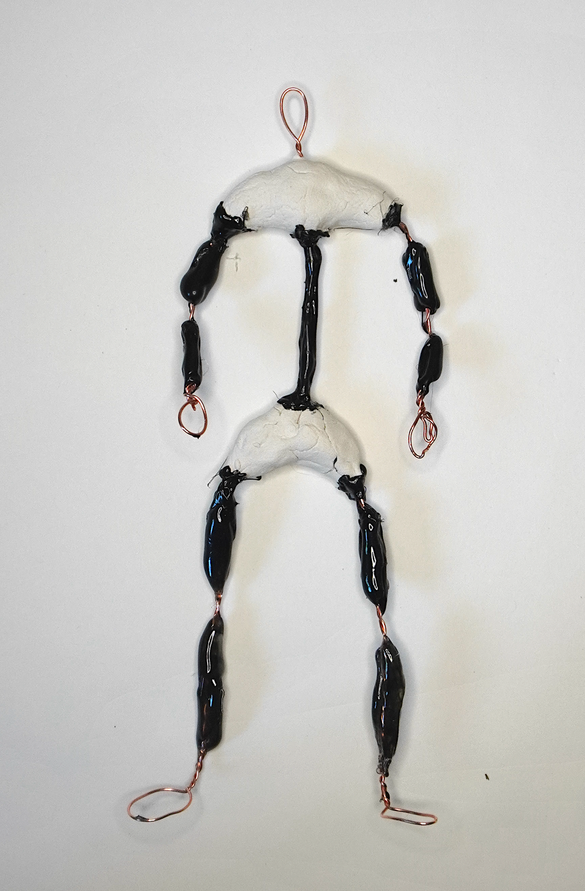 Wire Frame with bone structure made from clay and hot glue