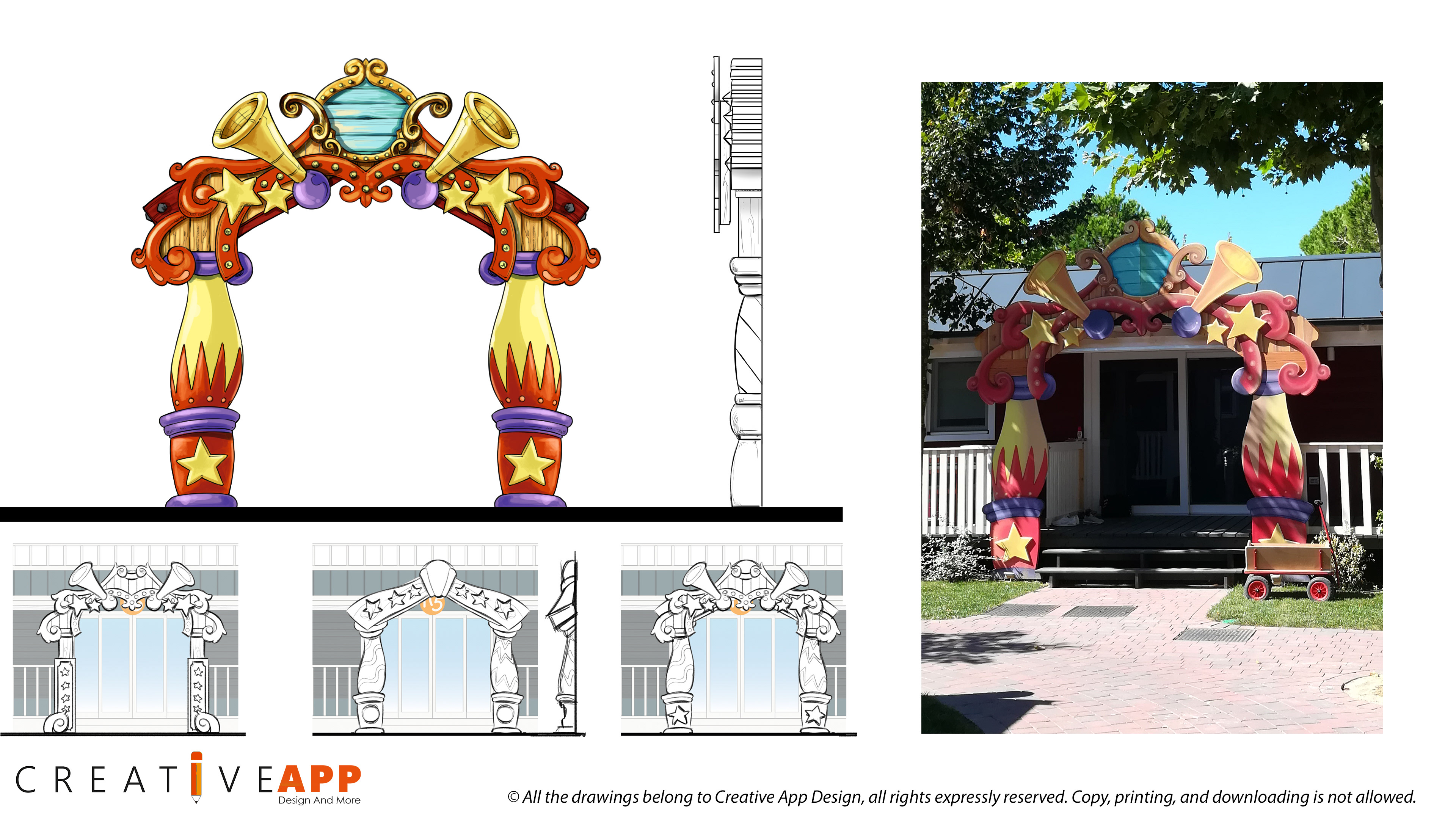 Speedy Cottage Entry Arches - Circus concept