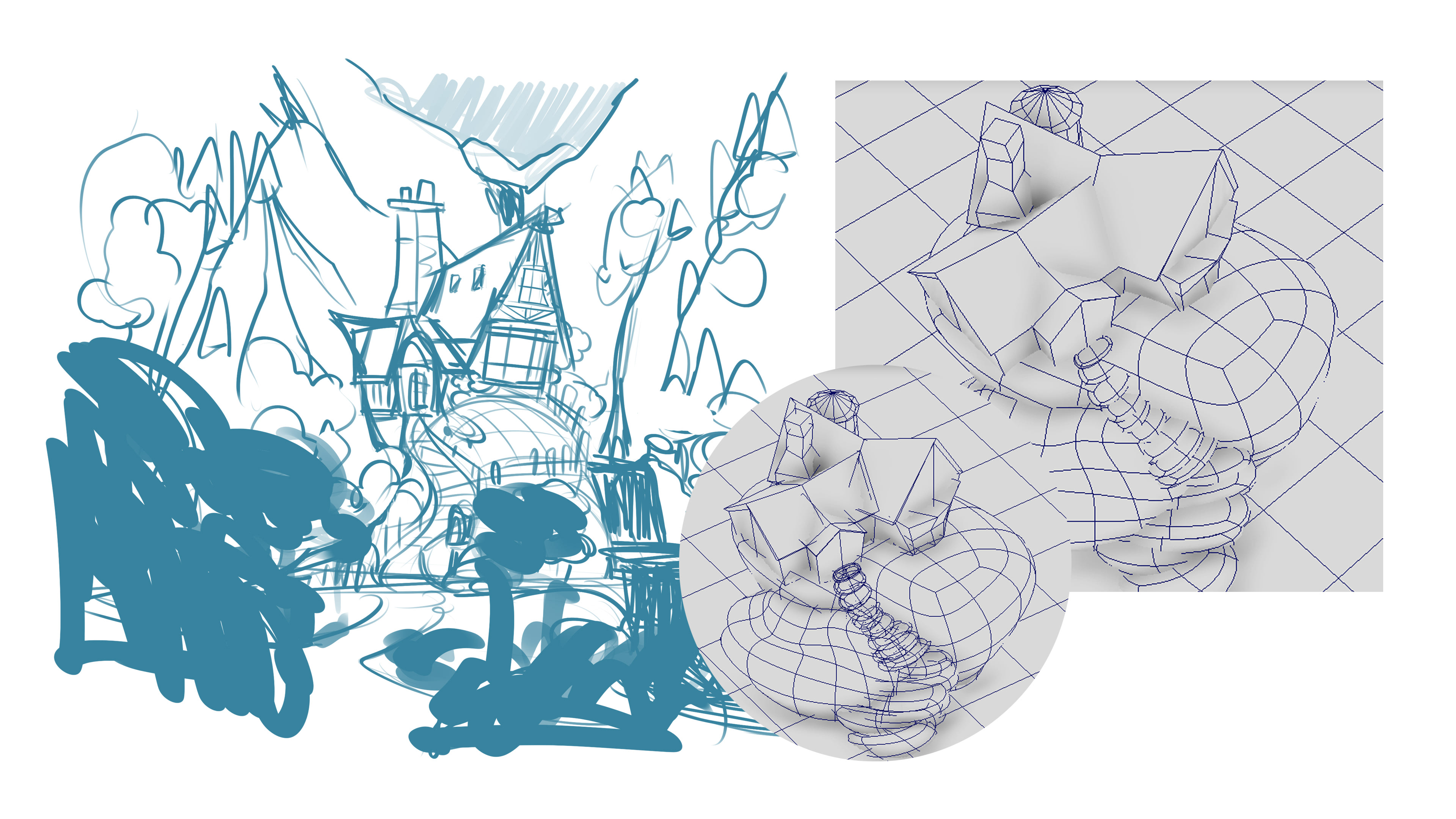 Early concept and rough 3D blockout