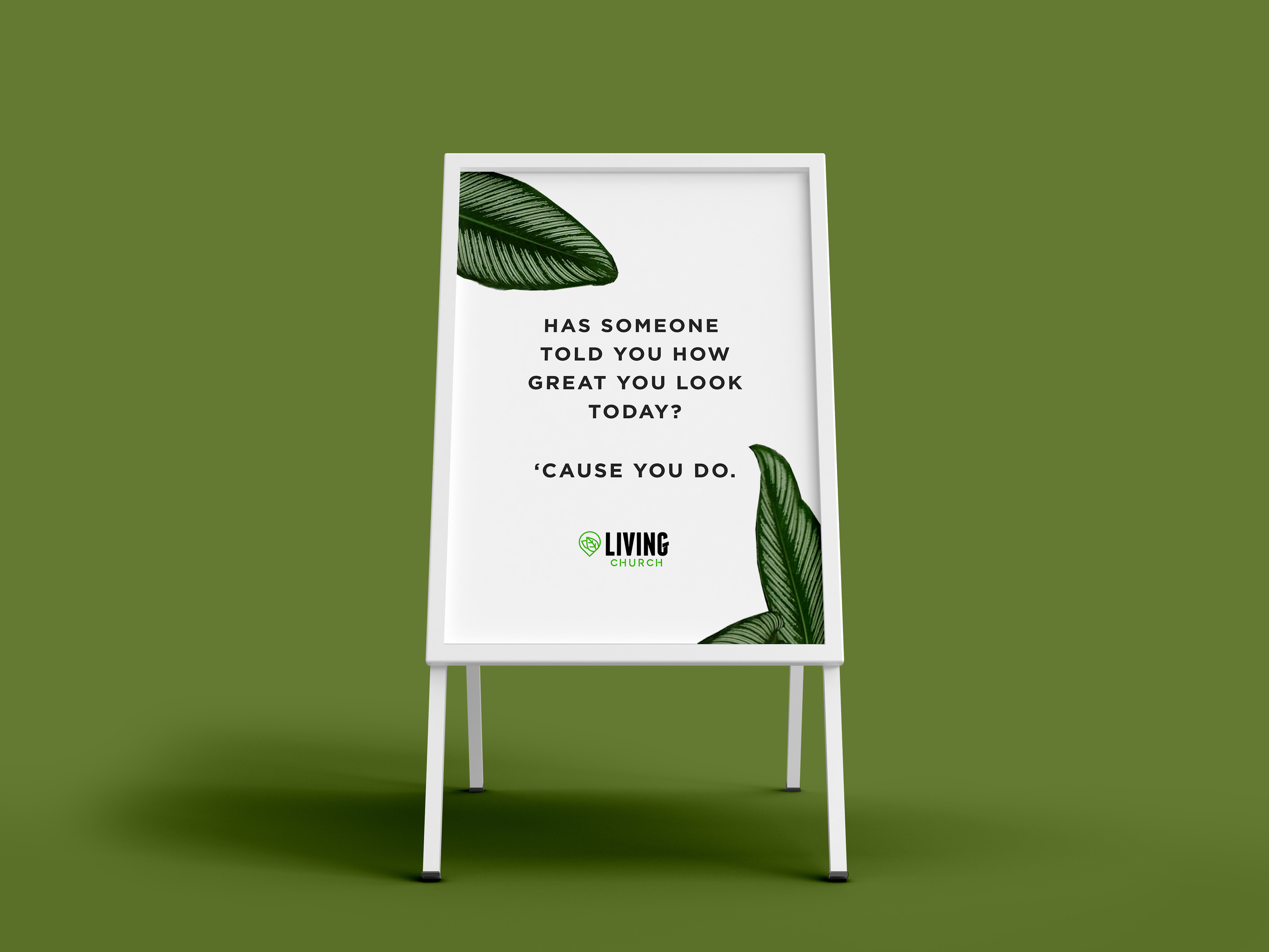 [Living Church] A frame sign with light green background