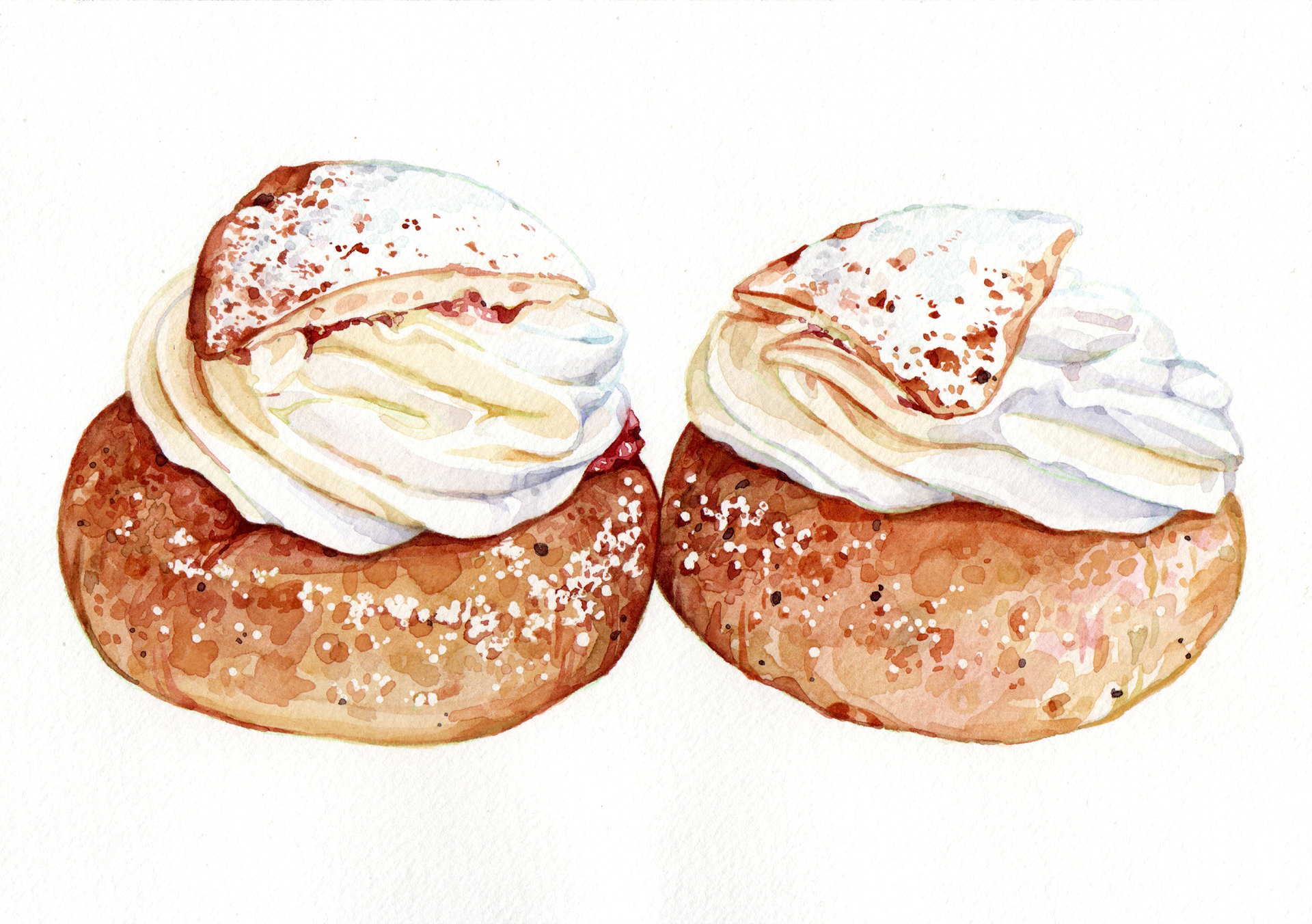 Original Semla Buns Painting - 160€ (21 x 14.8 cm)