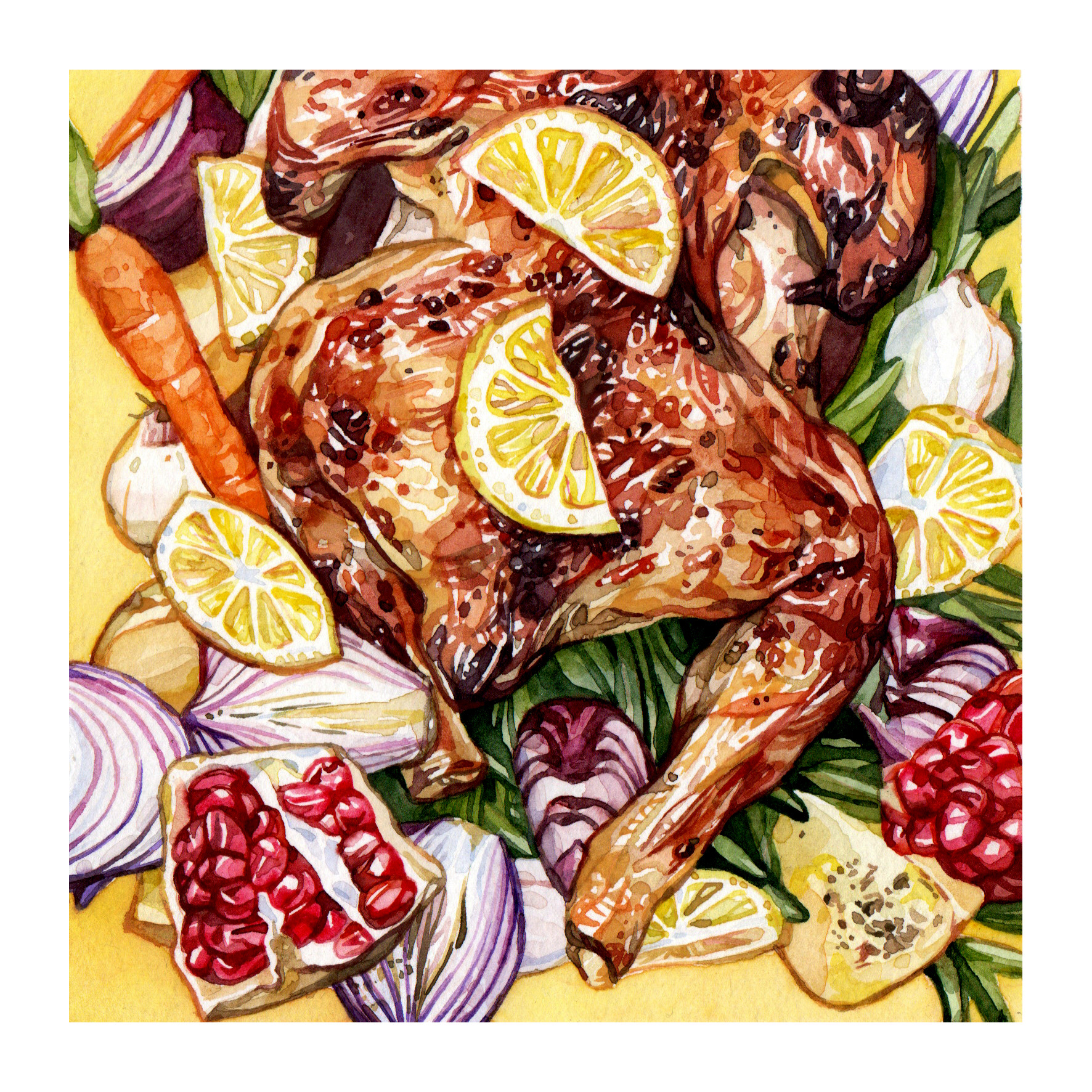 Original Chicken Dinner Painting - 120€ (15 x 15 cm with white border)