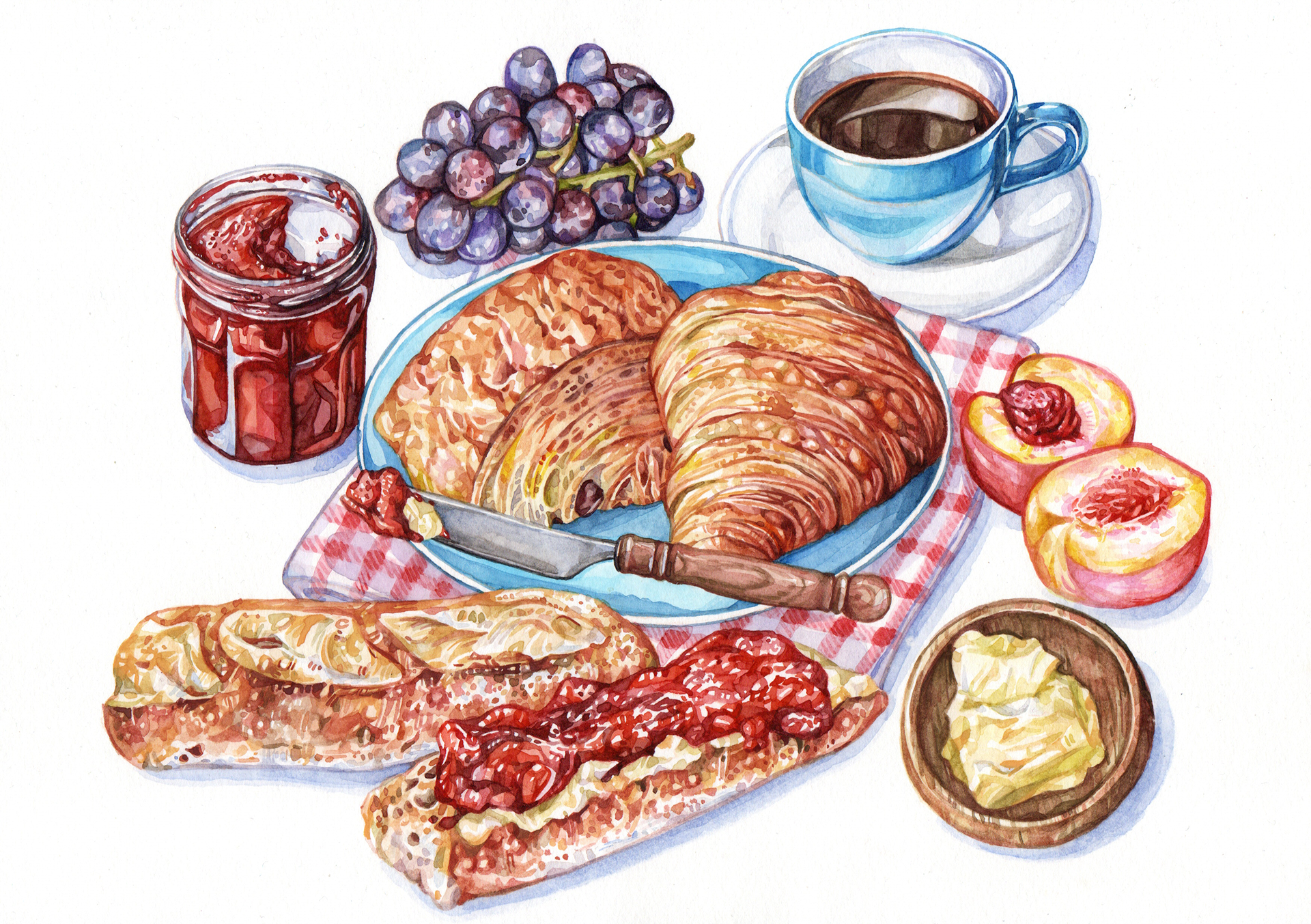 Original French Breakfast Painting - 320€ (29.7 x 21 cm)