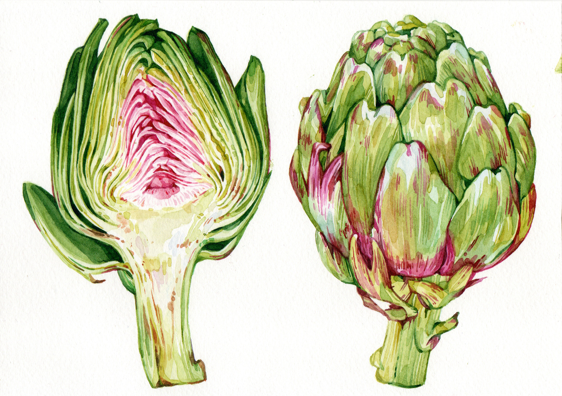 Original Artichokes Painting - 160€ (21 x 14.8 cm)