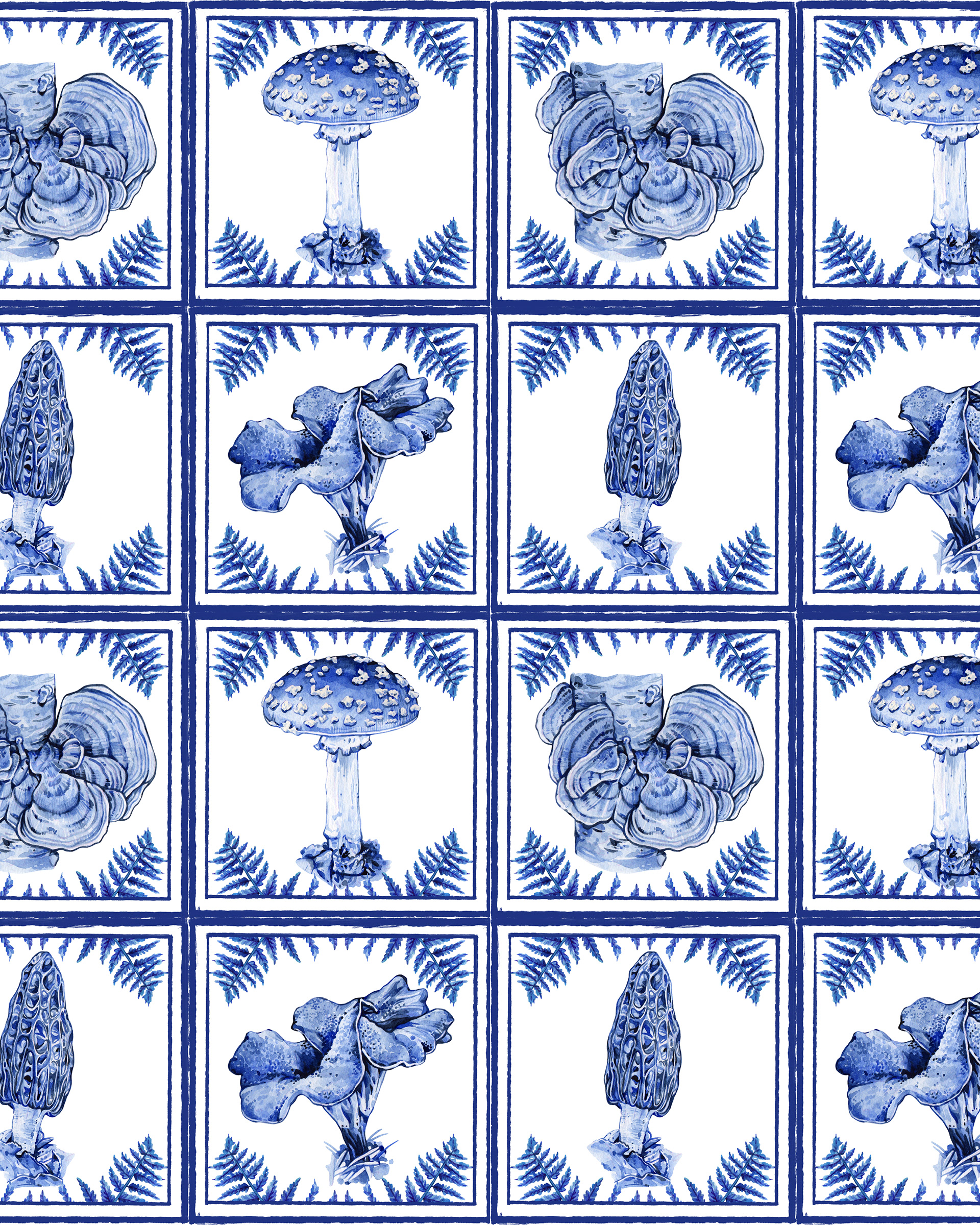 Mushroom Delft tiles