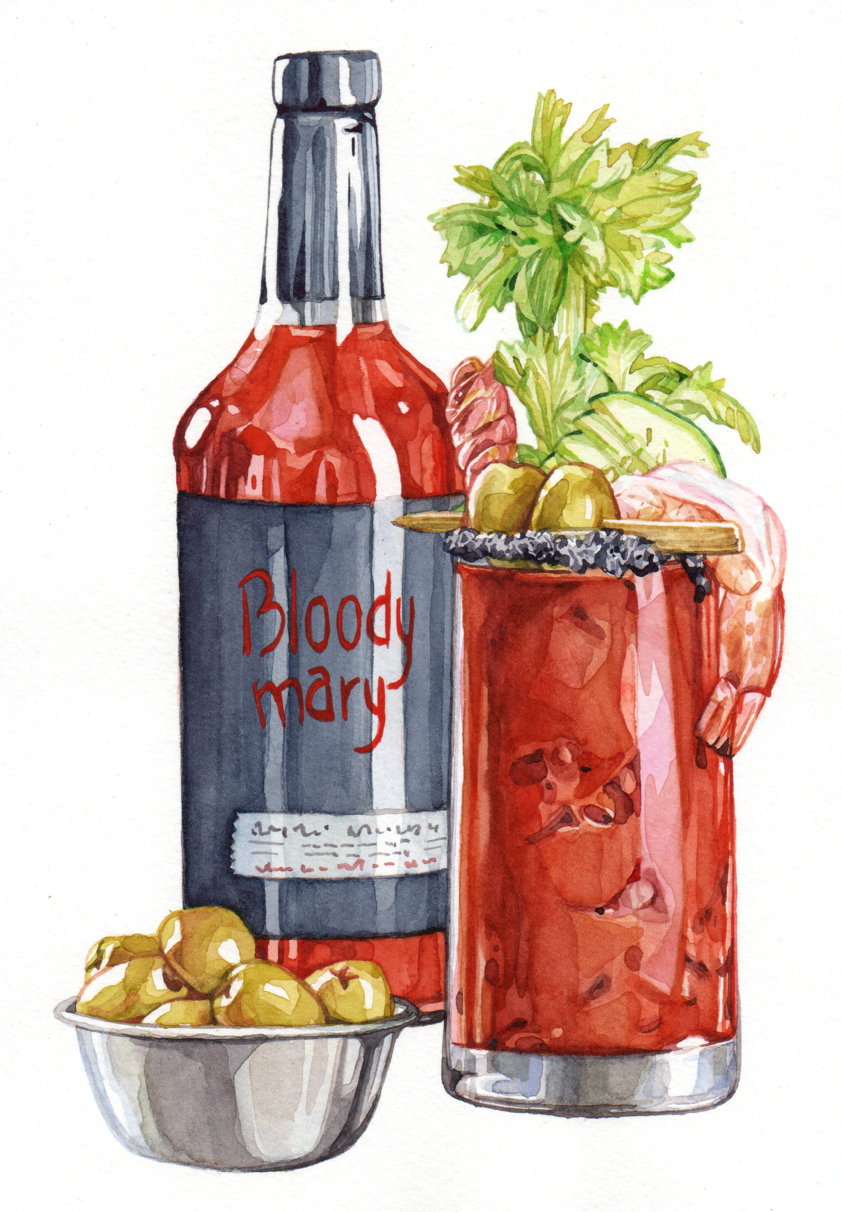 Original Bloody Mary Painting - 160€ (14.8 x 21 cm)