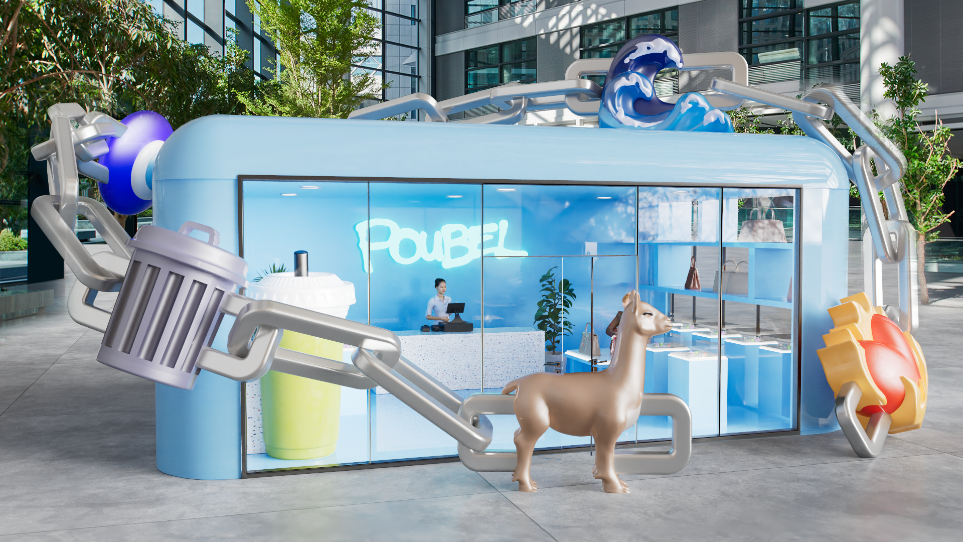 Pop up store 3D visualisation - exterior