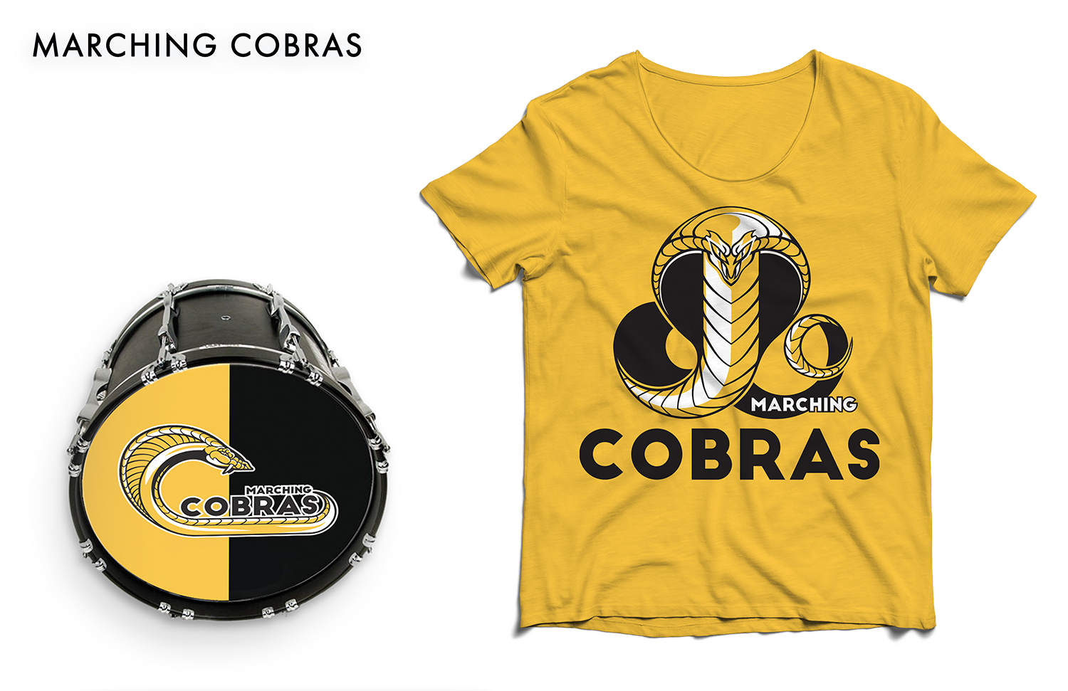 New mascot and logo for the 50th anniversary of a KC drill team, used in branding, drum heads and uniforms.