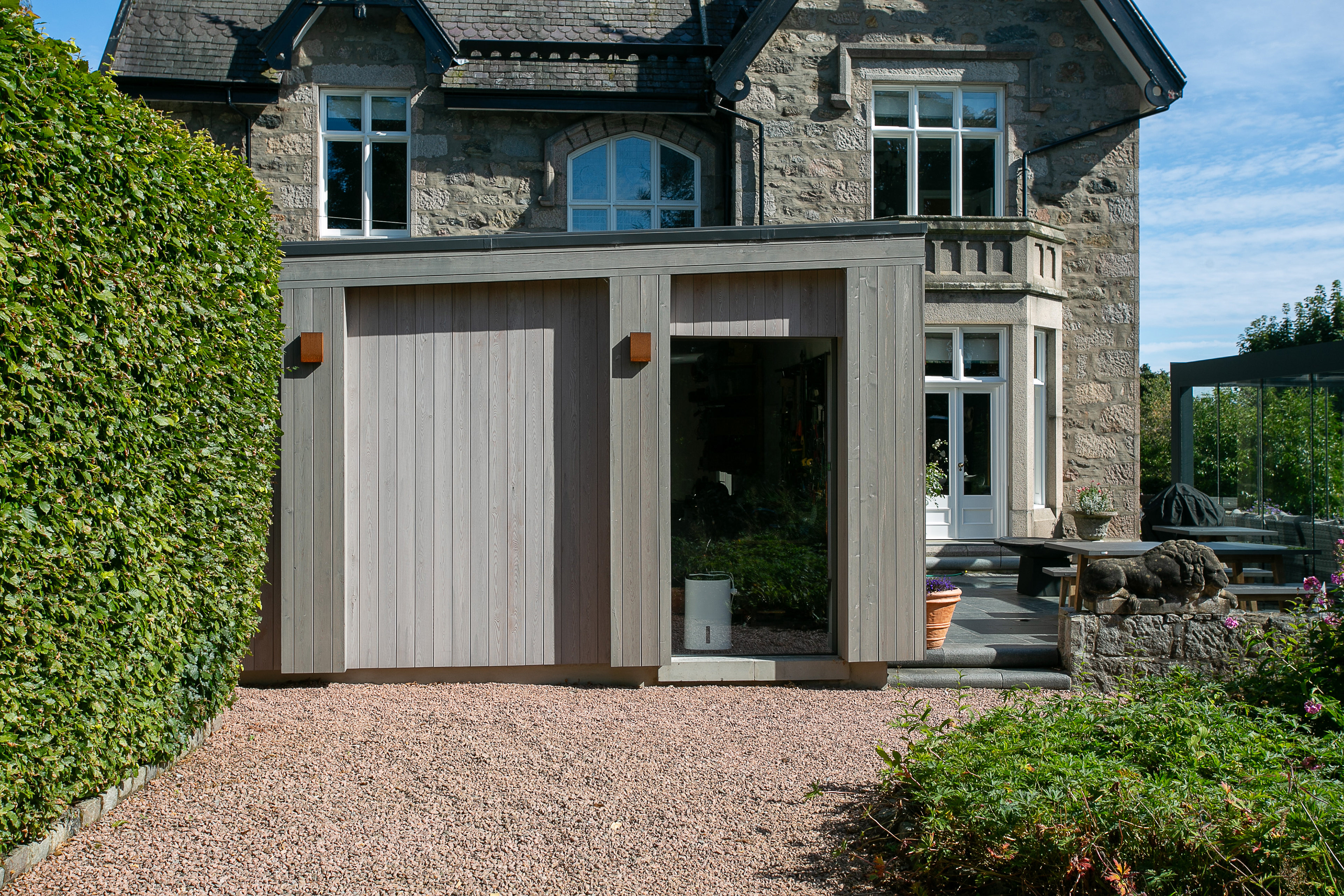 Siberian larch with two tone silicone coating to provide an instantly weathered appearance