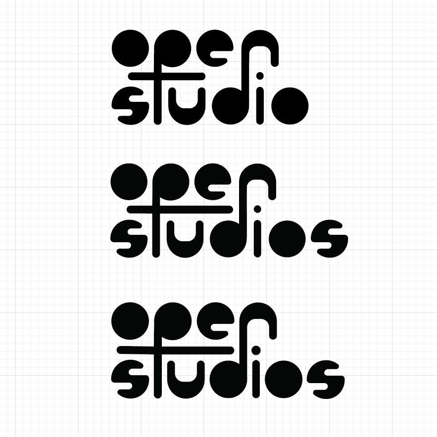 The evolution of the Open Studios logo.