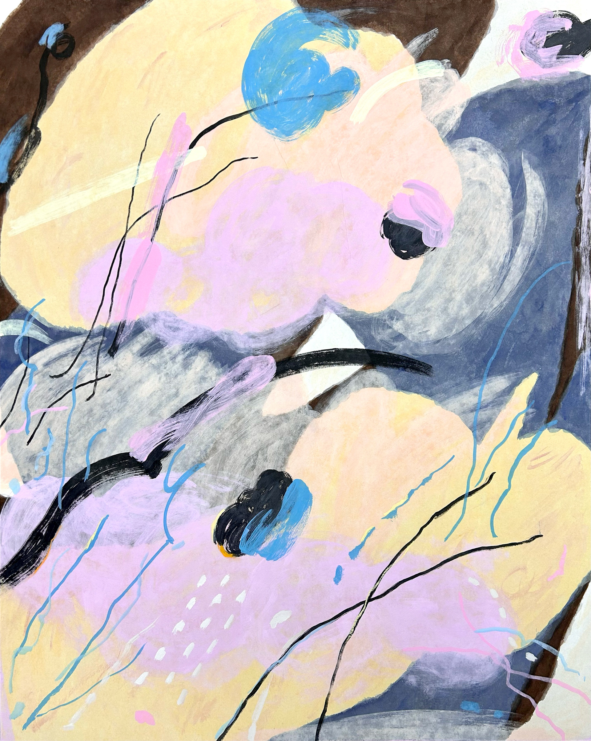 밤바람에 나선 나무2, 100x80.3cm, 장지에 혼합재료, 2026