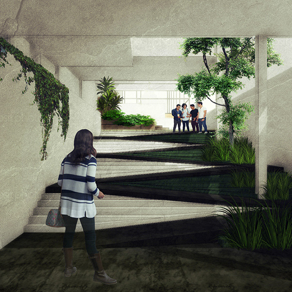 2014 - Collage cancha deportiva - Propuesta arquitectónica. 3A+C