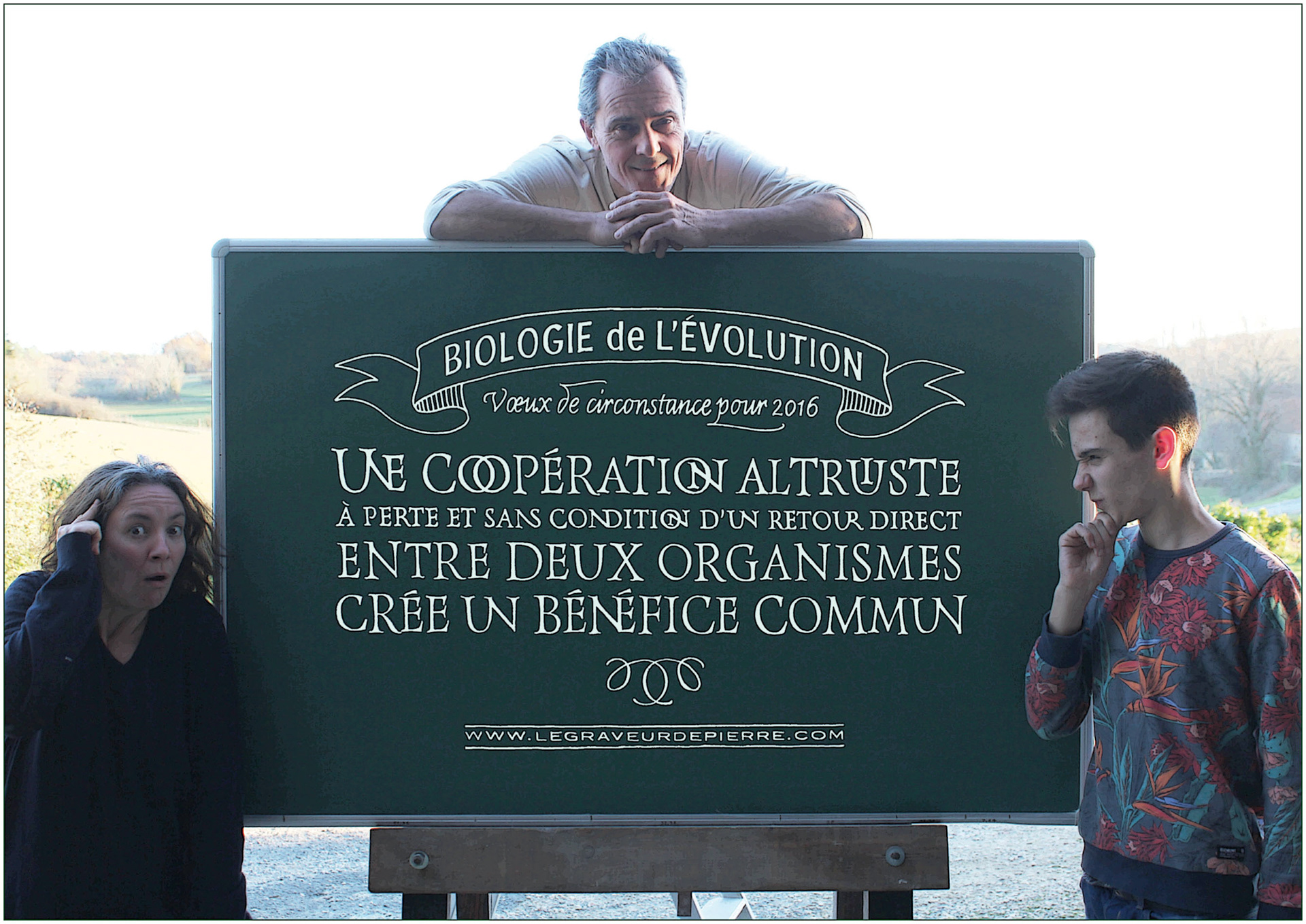 Tracé à la craie pour carte de vœux