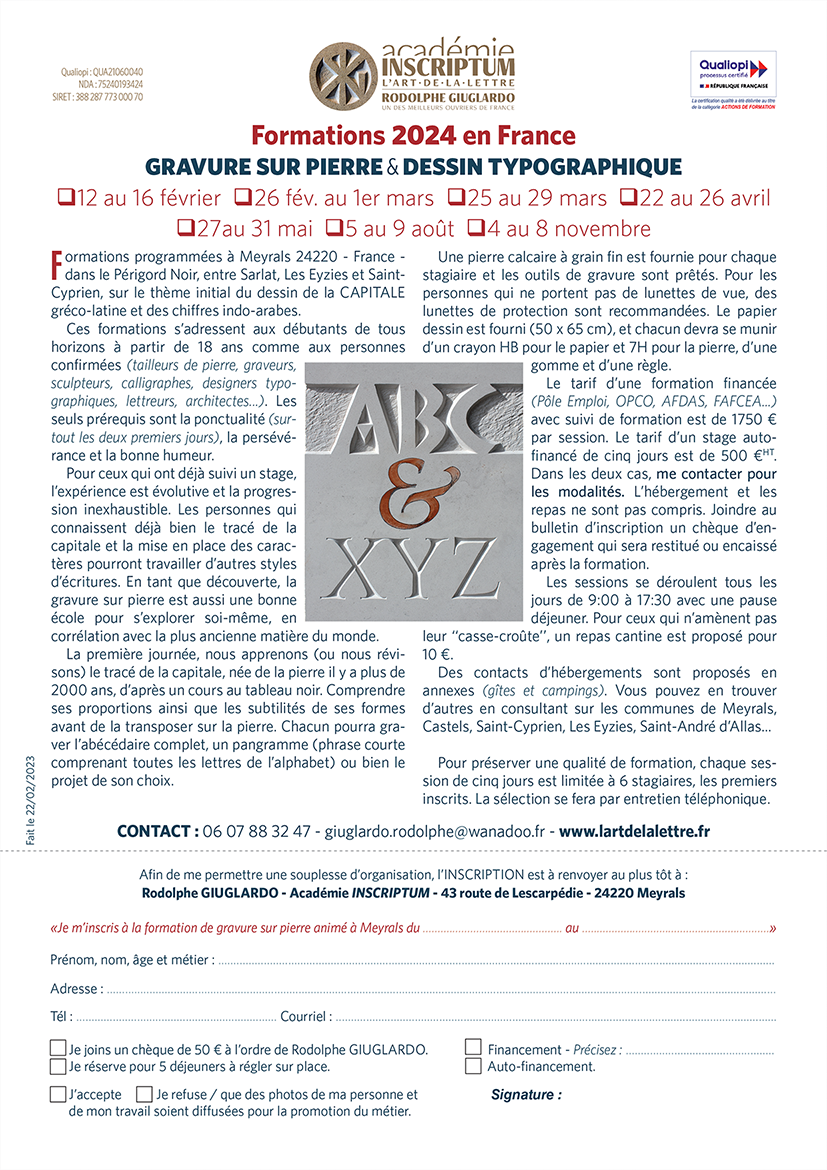 Bulletin d'inscription Académie INSCRIPTUM 2024