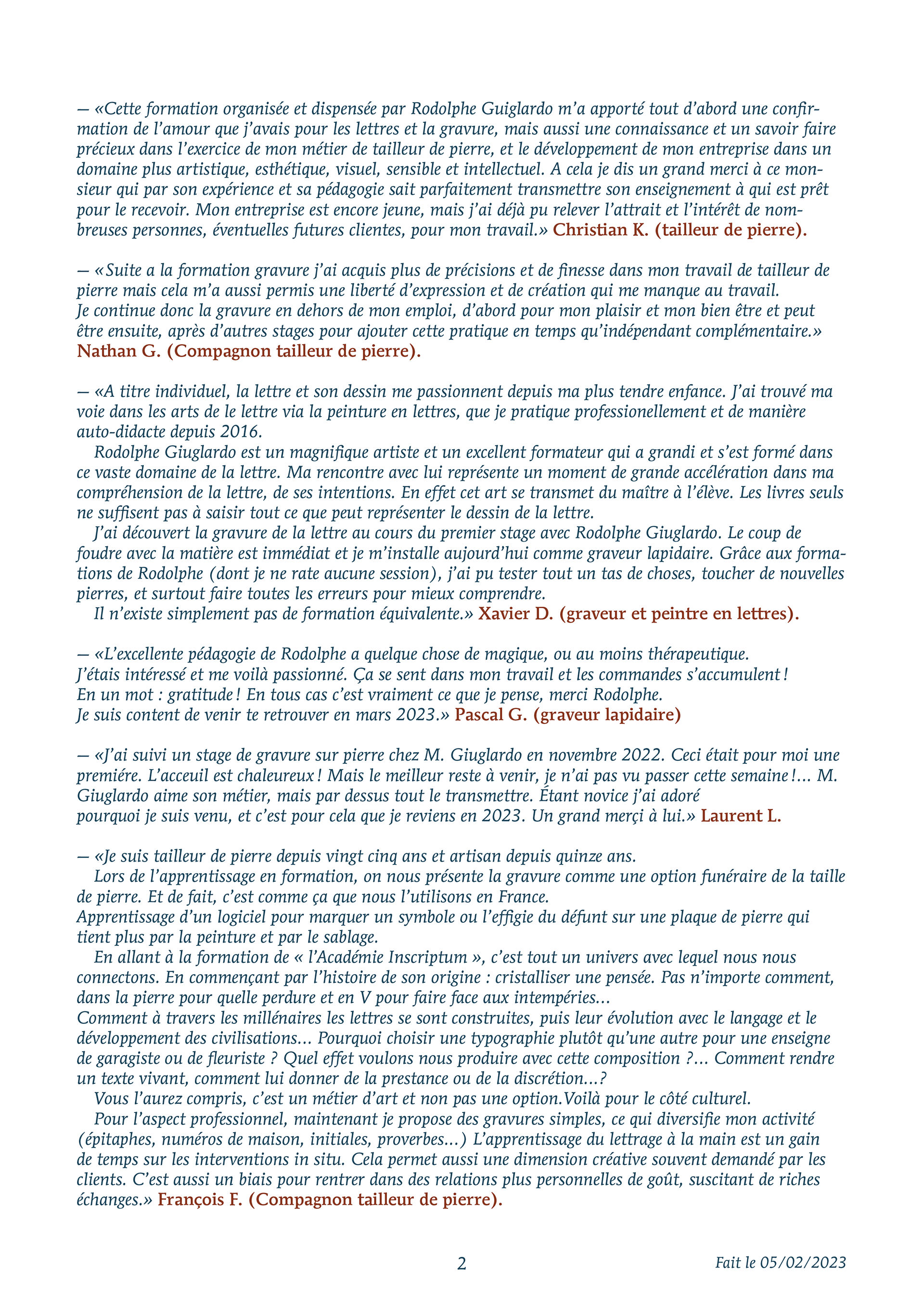 Témoignages 2022 II