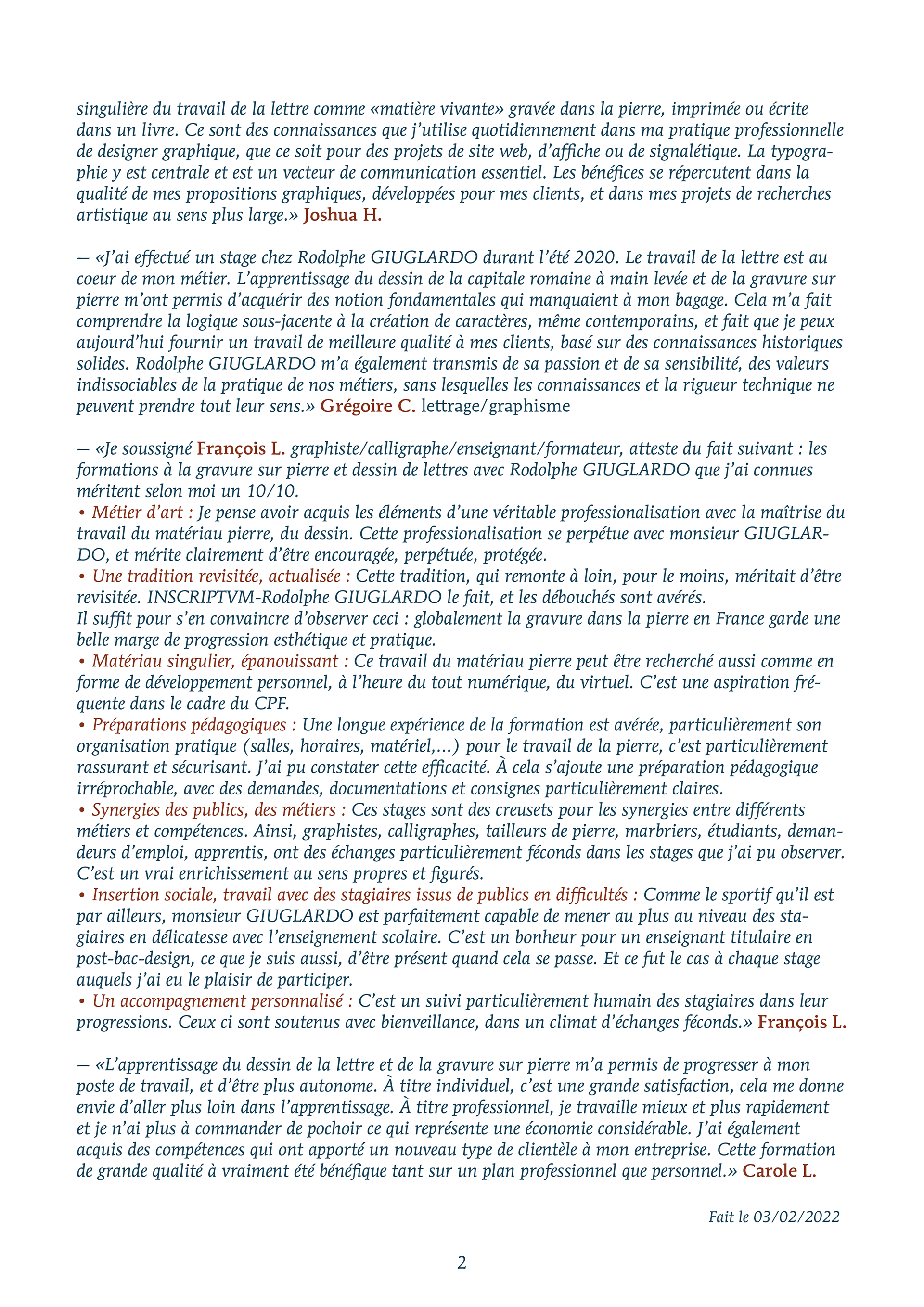 Témoignages 2021 II