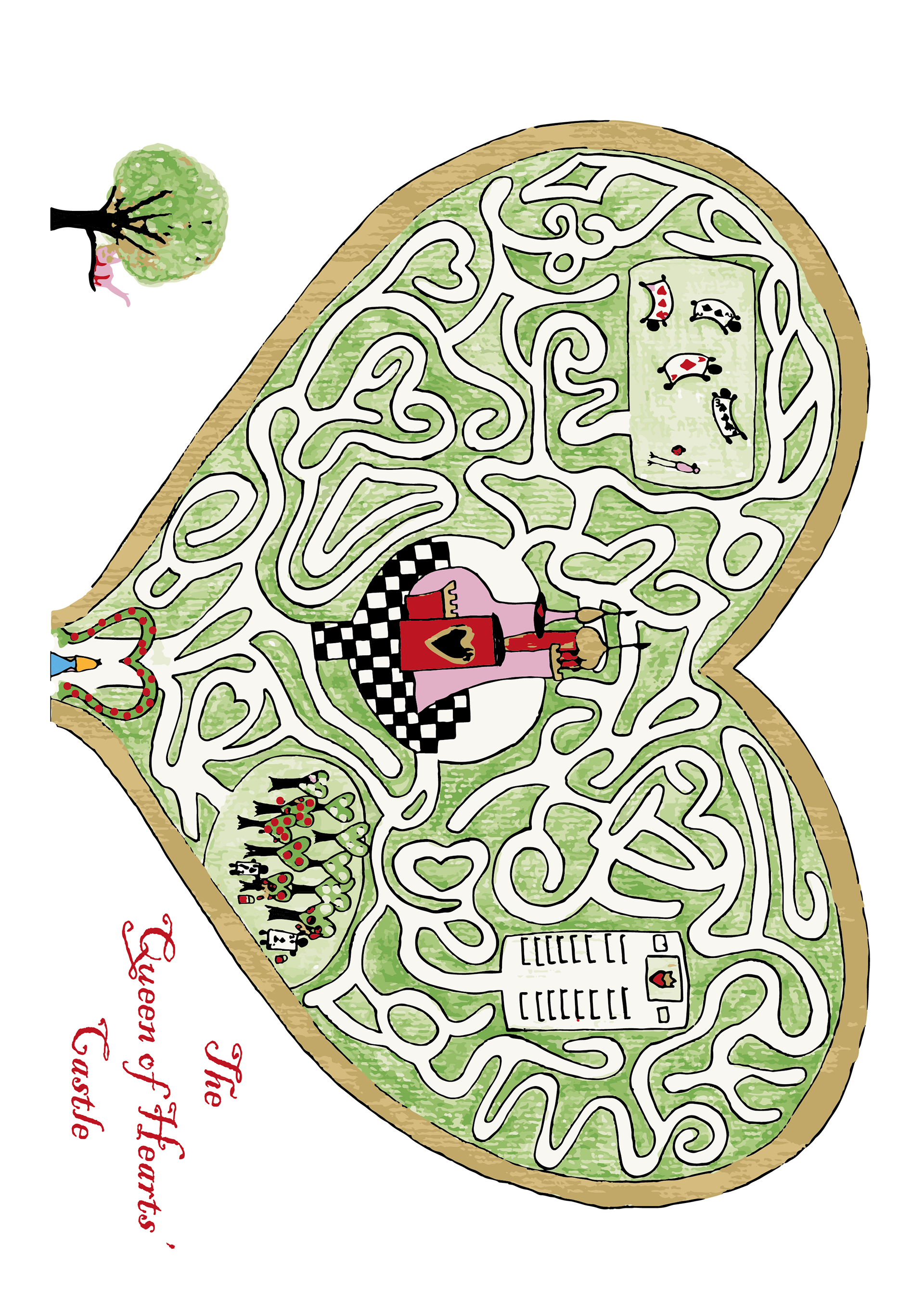 Mapa do castelo da Rainha de Copas de Alice no País das Maravilhas para matéria de Linguagem em Comunicação Visual.