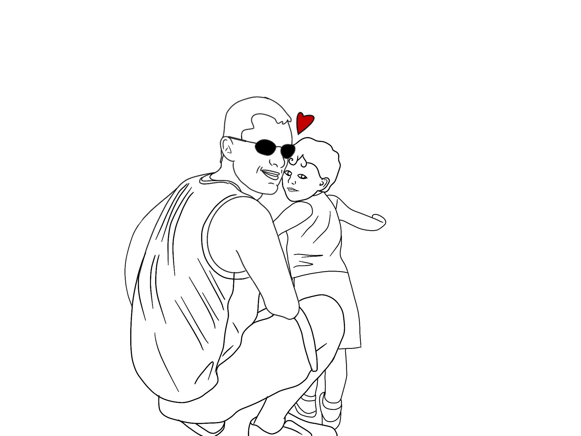 Ilustração de pai e filha.