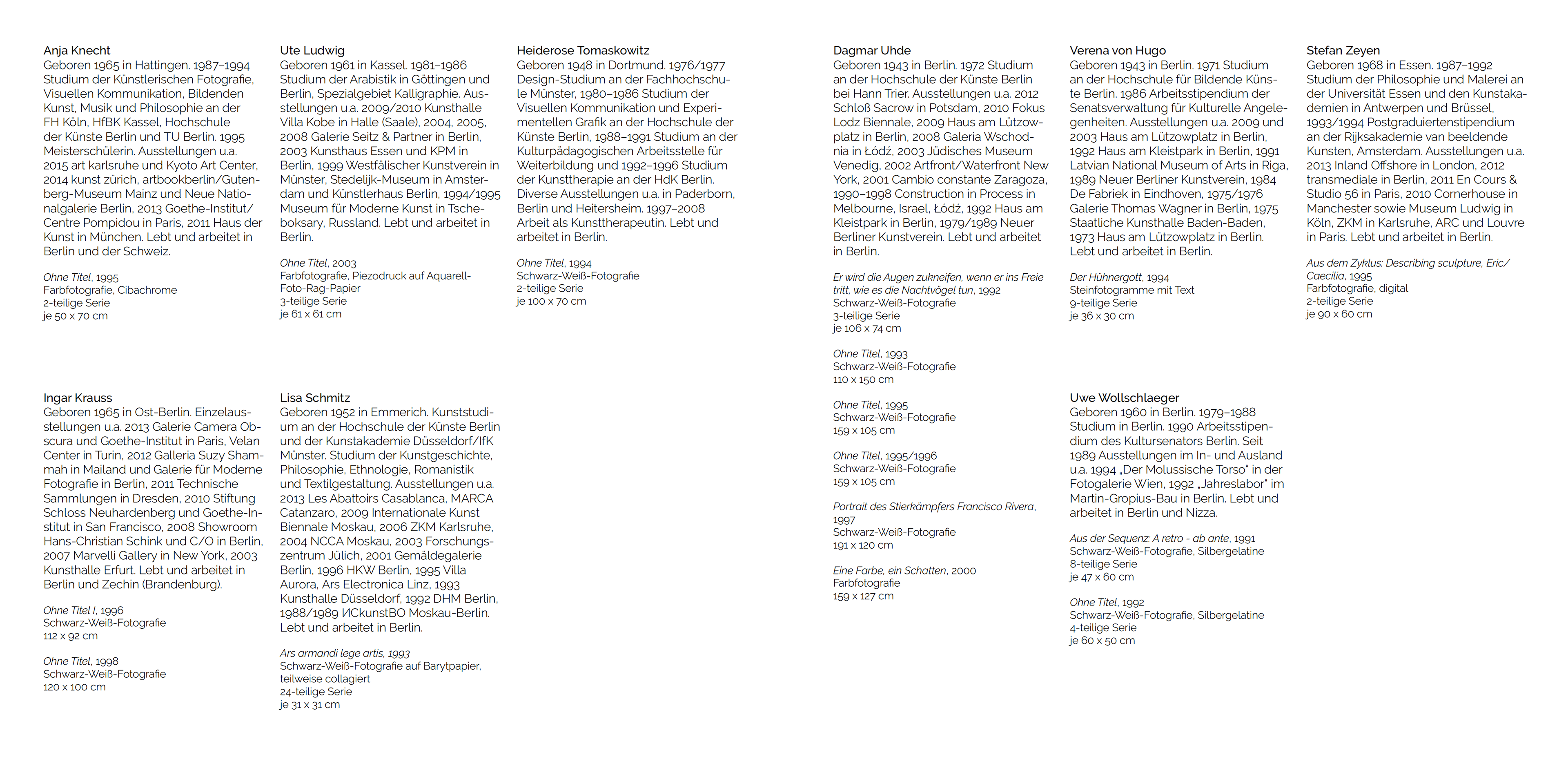 The works by ca 20 photographers who lived and worked in Berlin 1988-2003 were selected