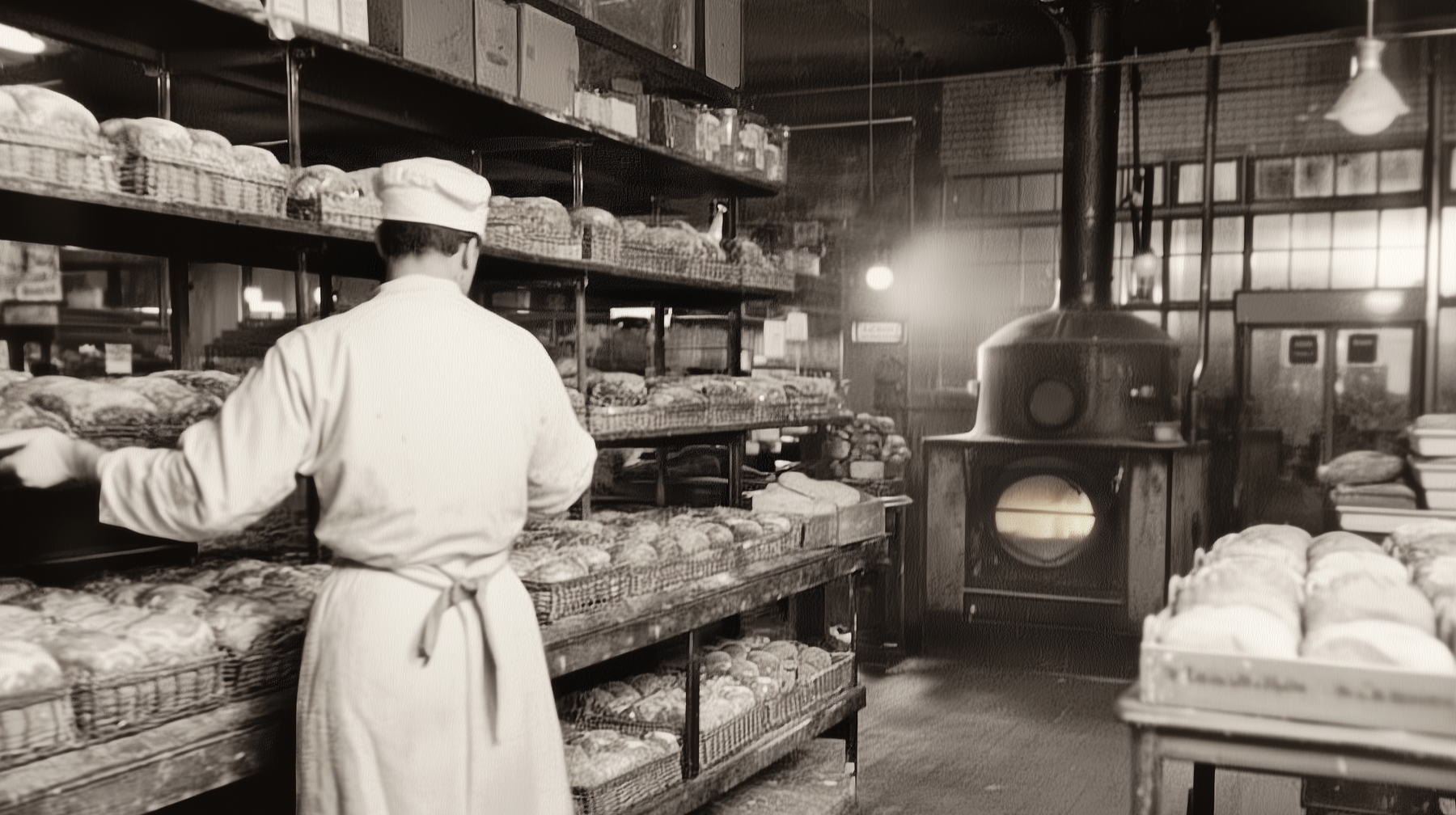 Panadero elaborando hogazas de pan