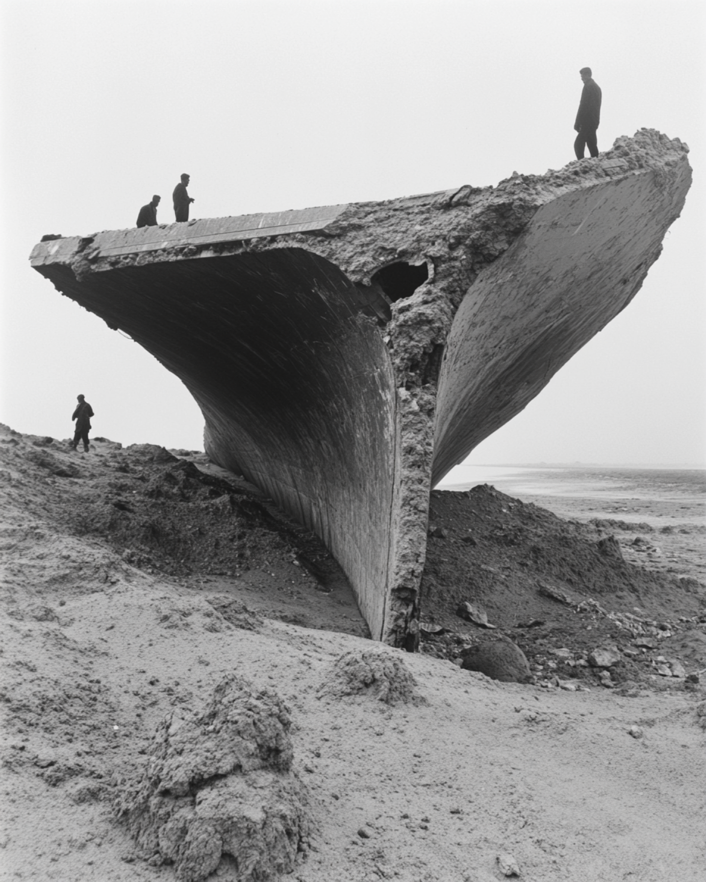 Barco de hormigón abandonado