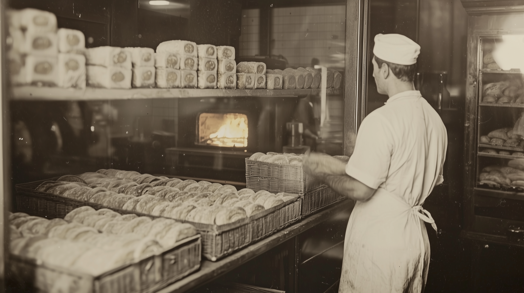 Panadero elaborando panes de molde para desayunos militares