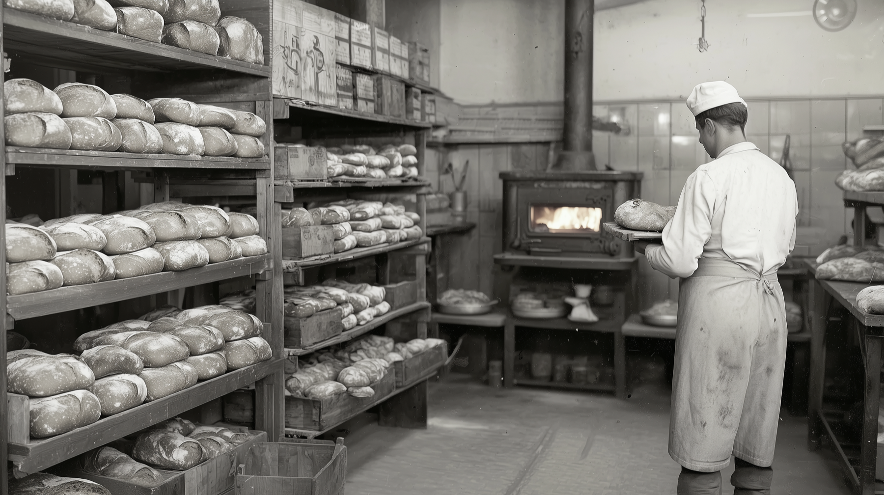 Panadero elaborando hogazas de pan