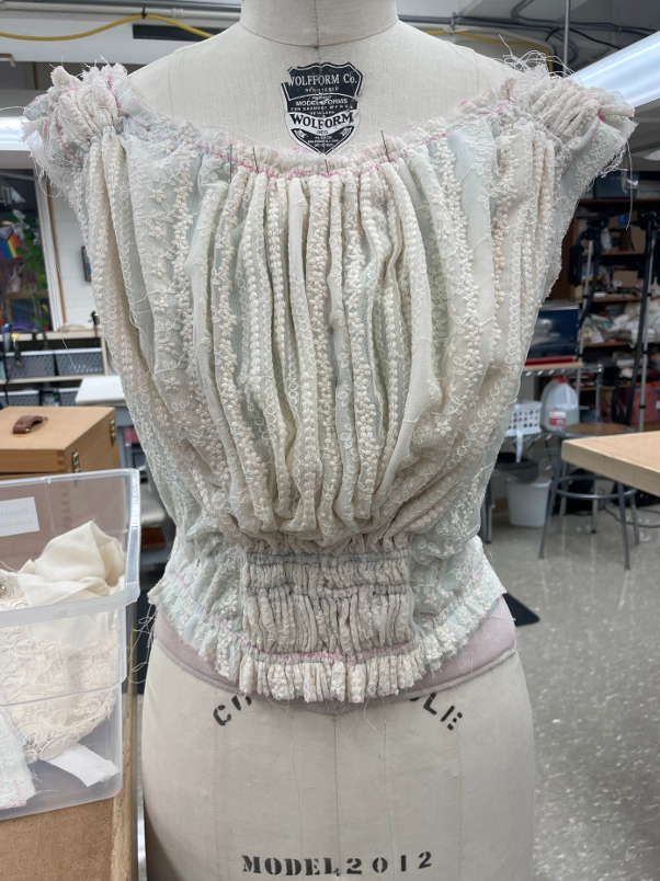 Process shot of bodice