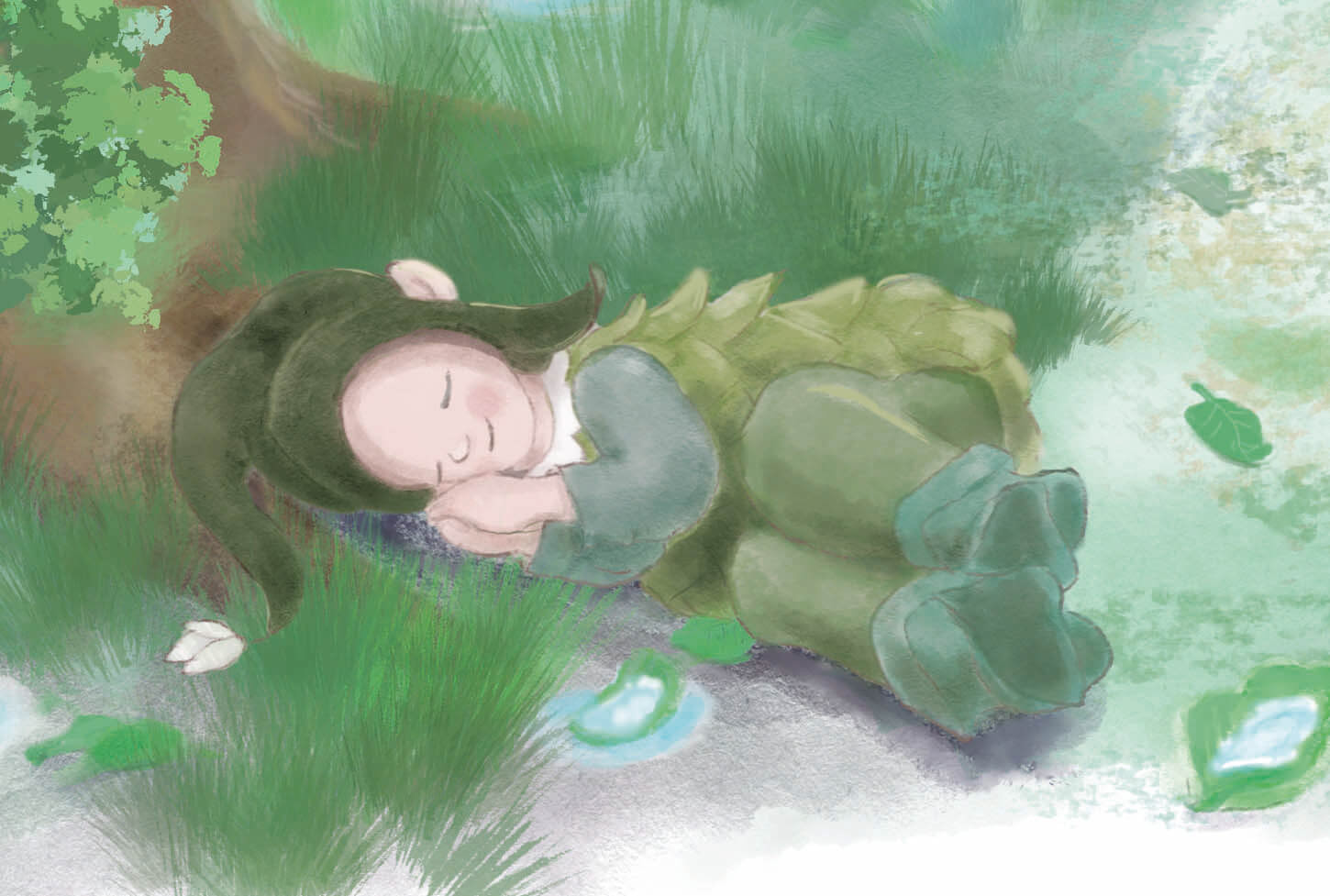 green elf with elderflower illustration digital nora nadrai