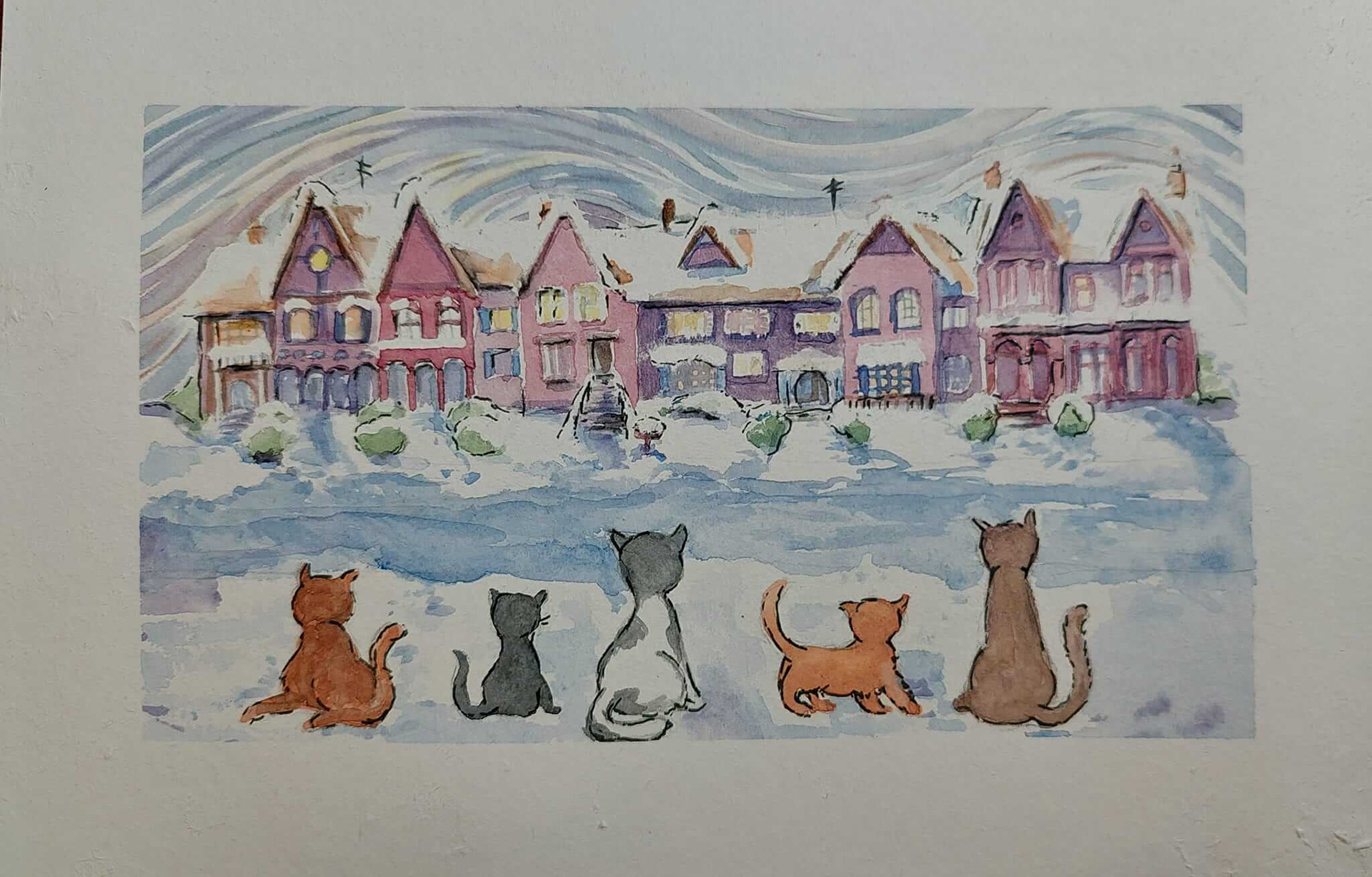 nora nadrai kinderbuch bilderbuch illustration aquarell winter cats