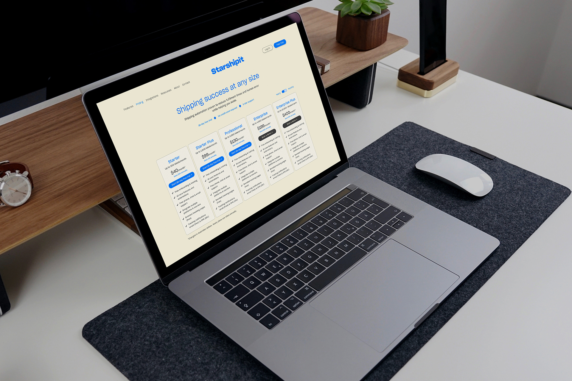 Starshipit Pricing Page UI Design