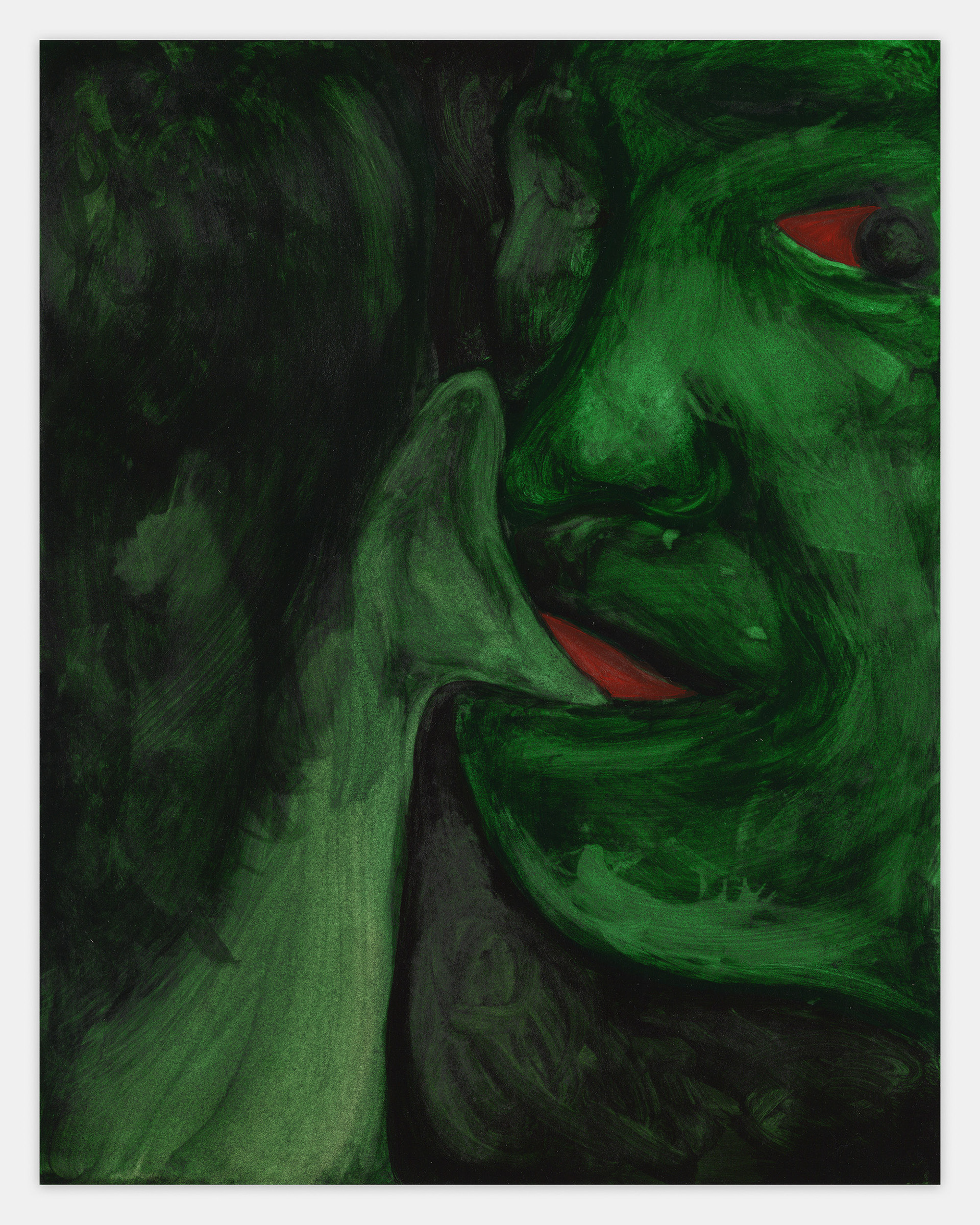 "Devil Talk", 2023, watercolor and gouache on paper, 14x11 inches