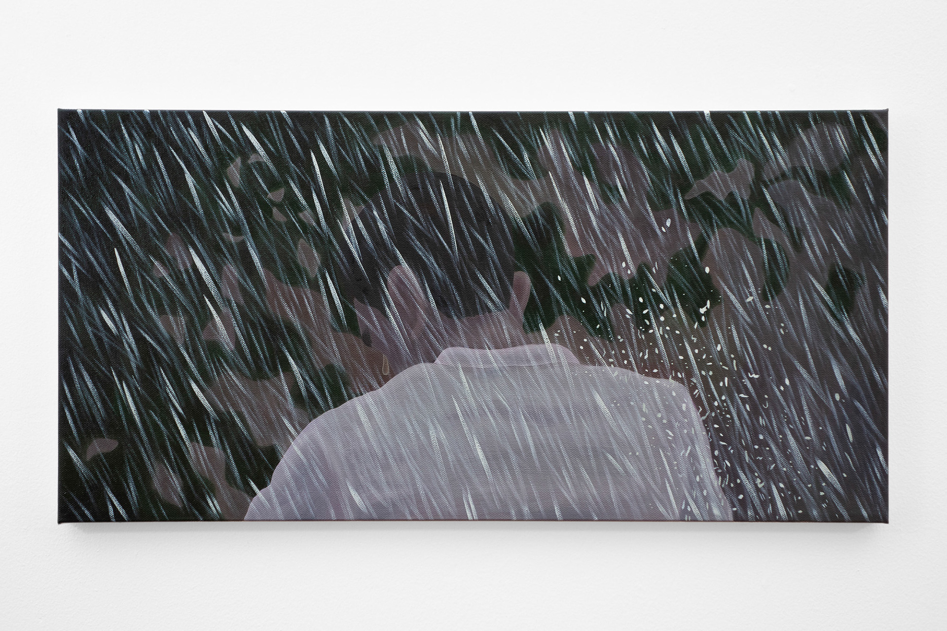 "There's No Place Left to Hide", 2021, oil on canvas, 12x24 inches